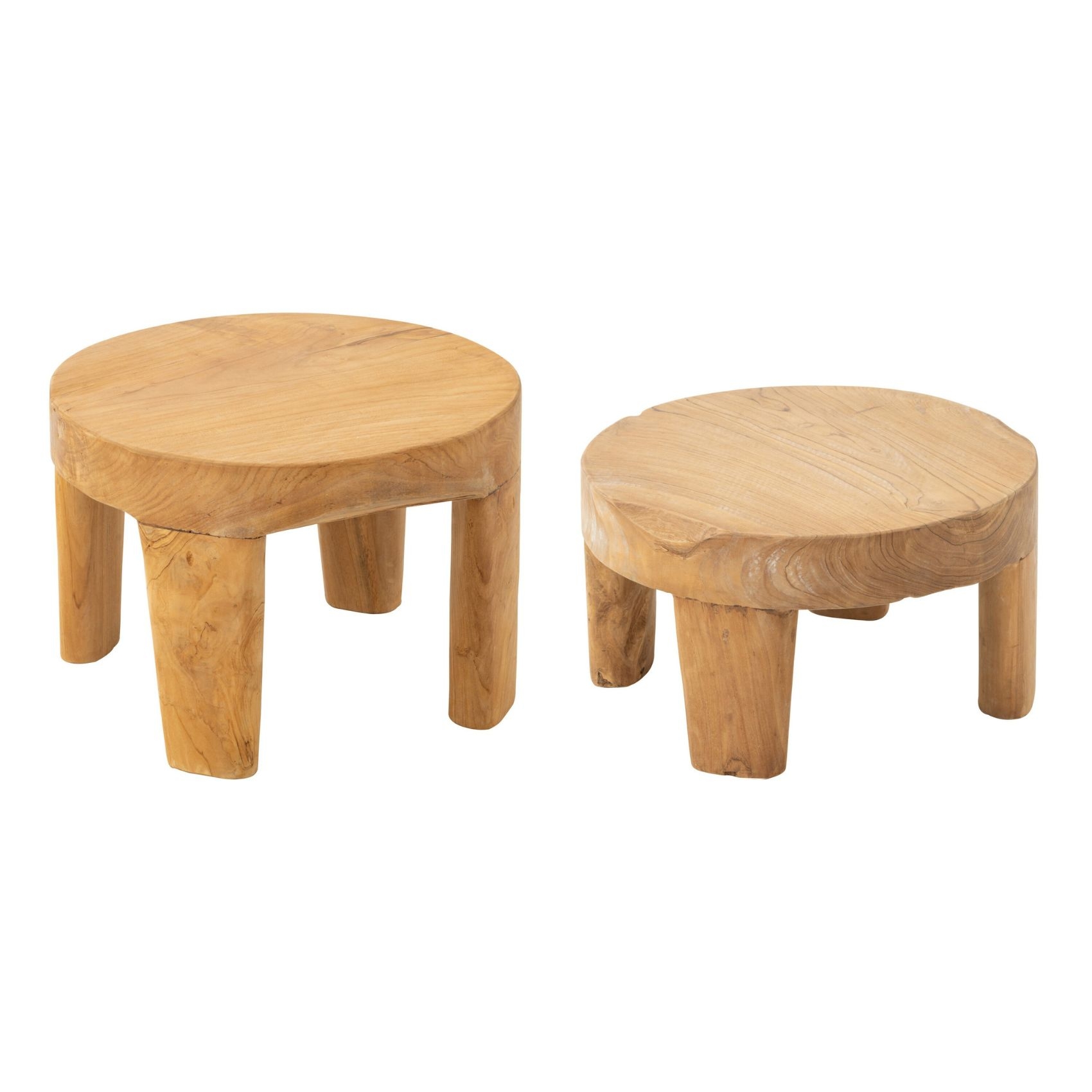 Table basse ronde en teck lot de 2 — vue 4