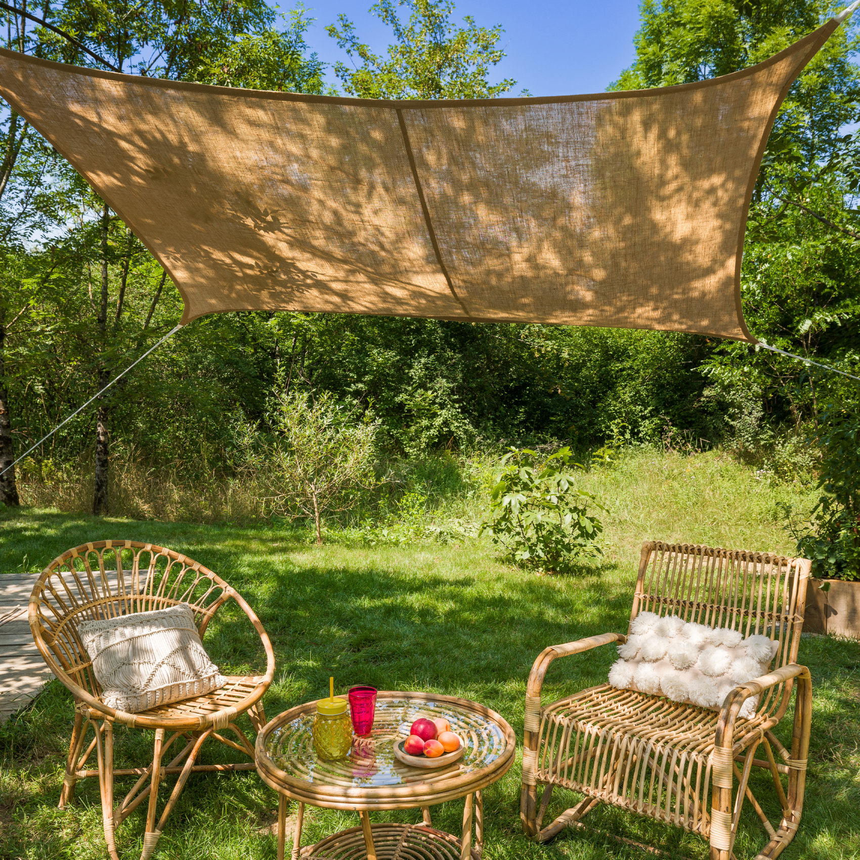 Voile d’ombrage rectangulaire en jute — vue 4