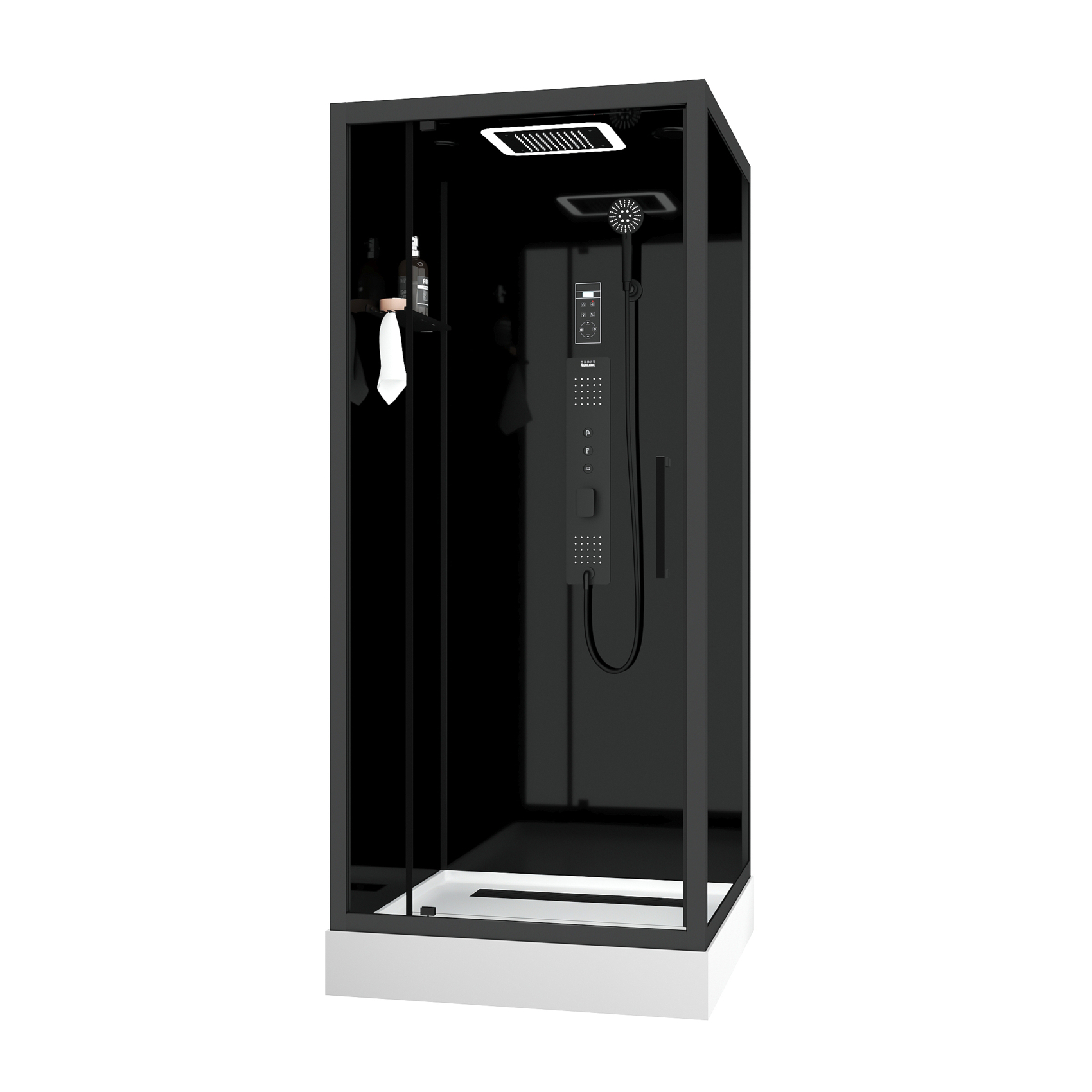 Cabine de douche hydromassante porte pivotante et panneau de contrôle tactile