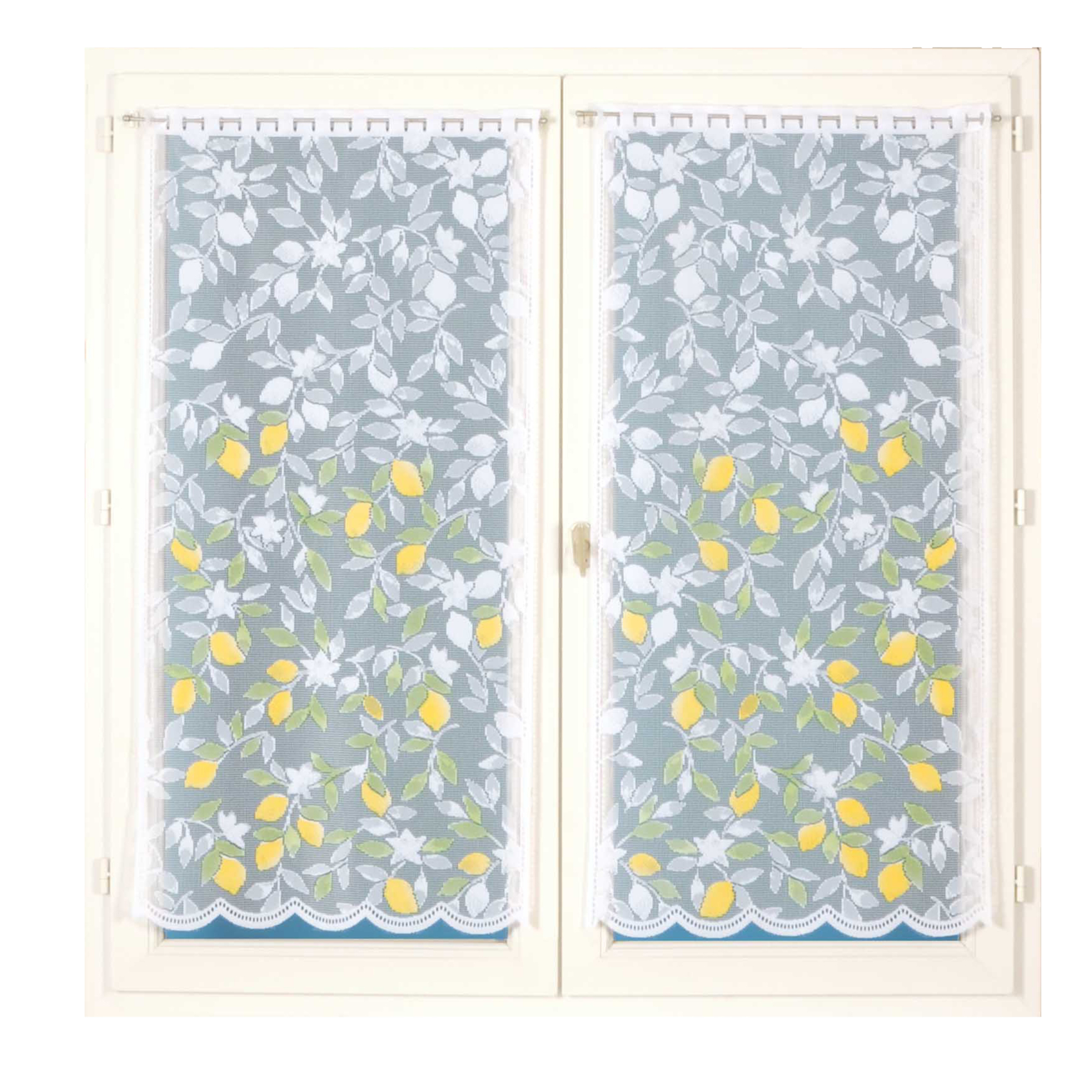 Paire de vitrages en dentelle peinte à la main citron — vue 3