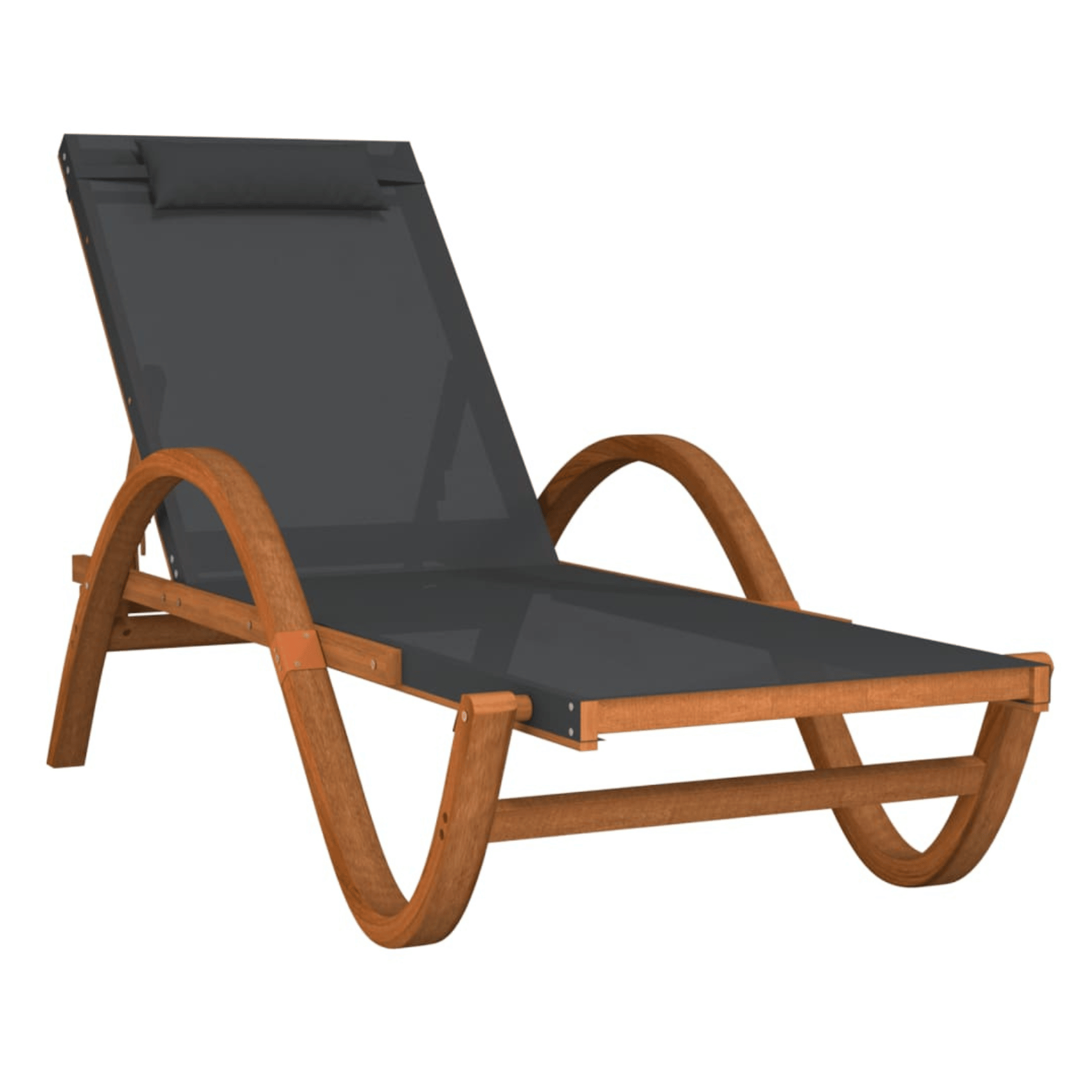 Chaise longue extérieure en bois massif avec coussin