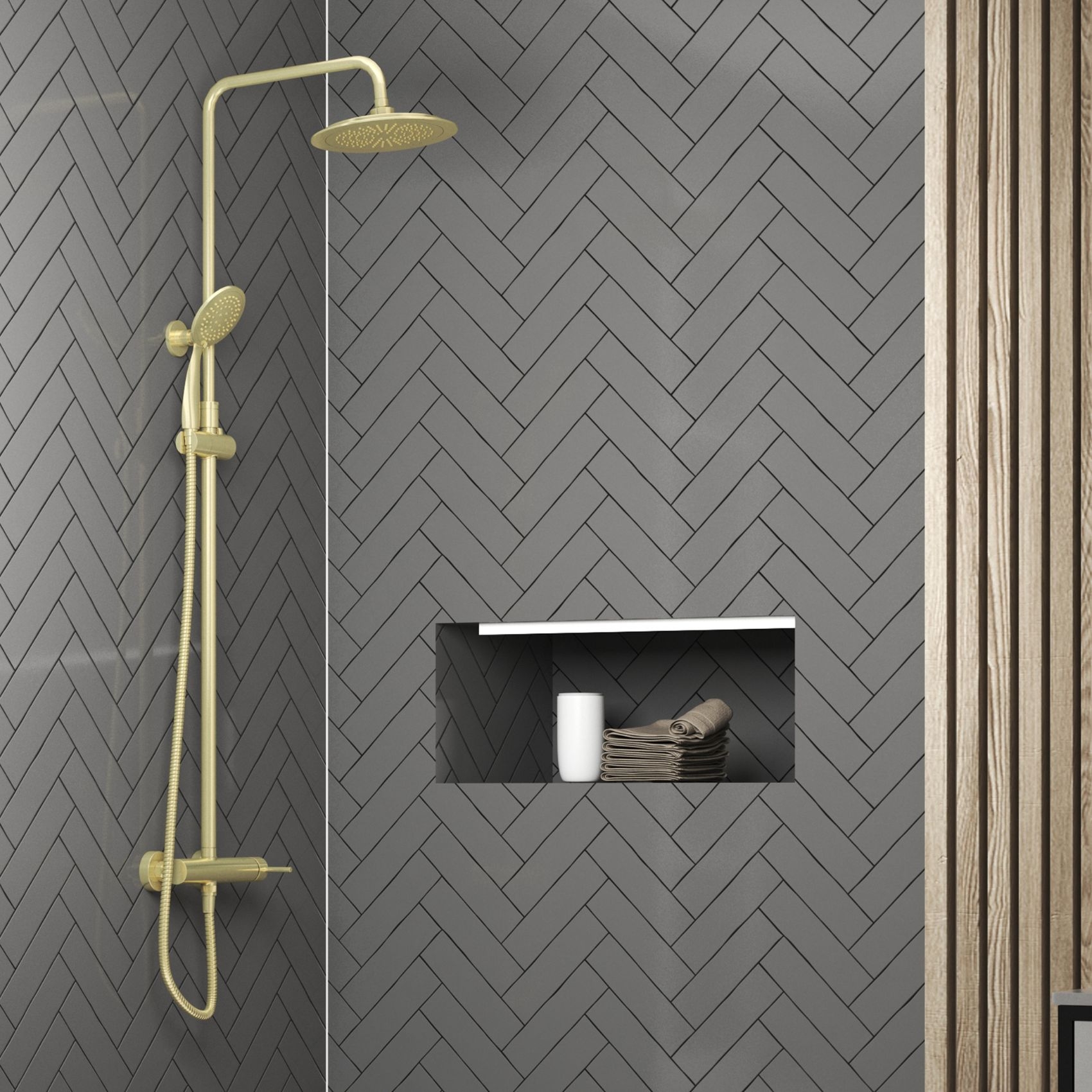 Colonne de douche mécanique dorée — vue 3