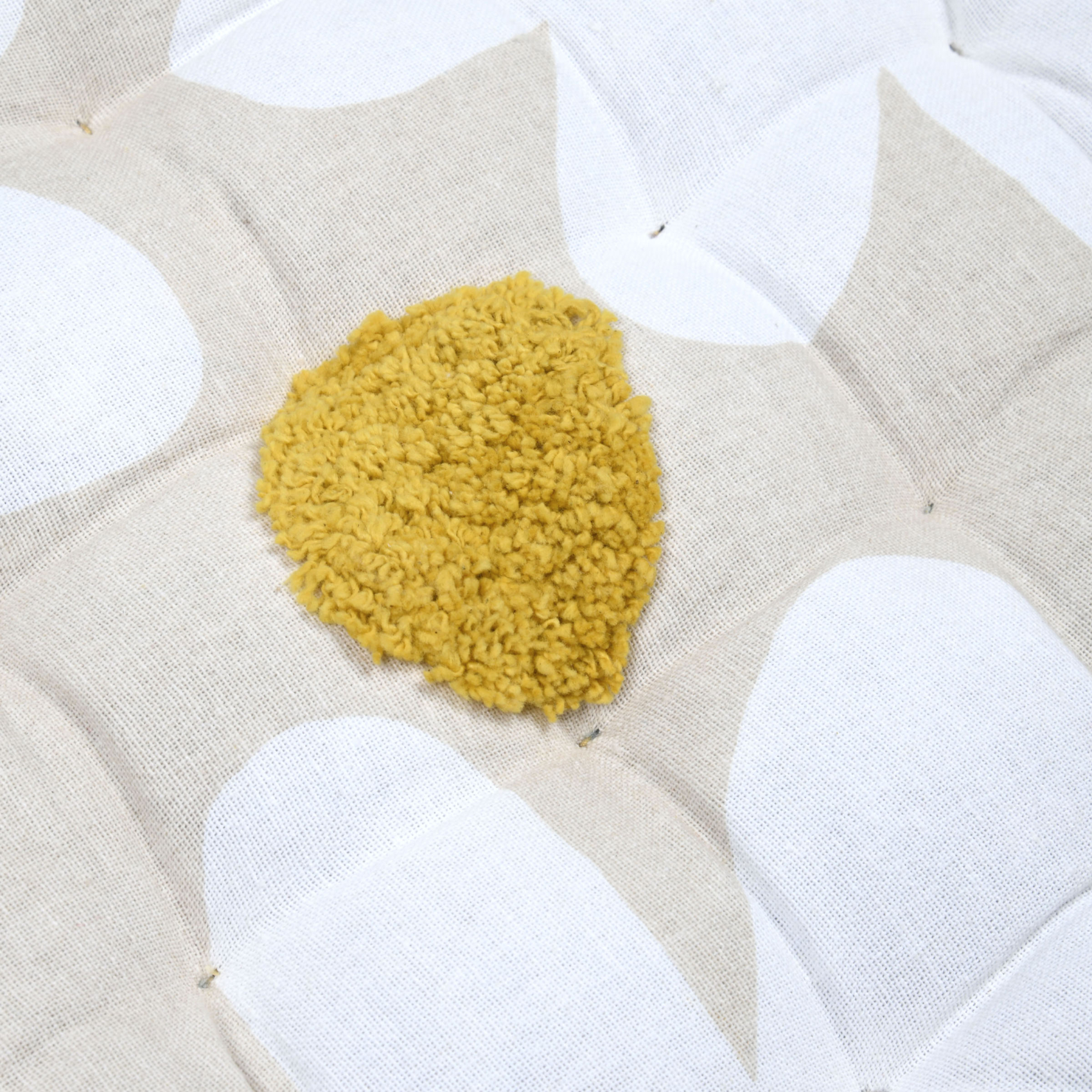 Galette de chaise en polycoton capitonnée à motif marguerites — vue 4