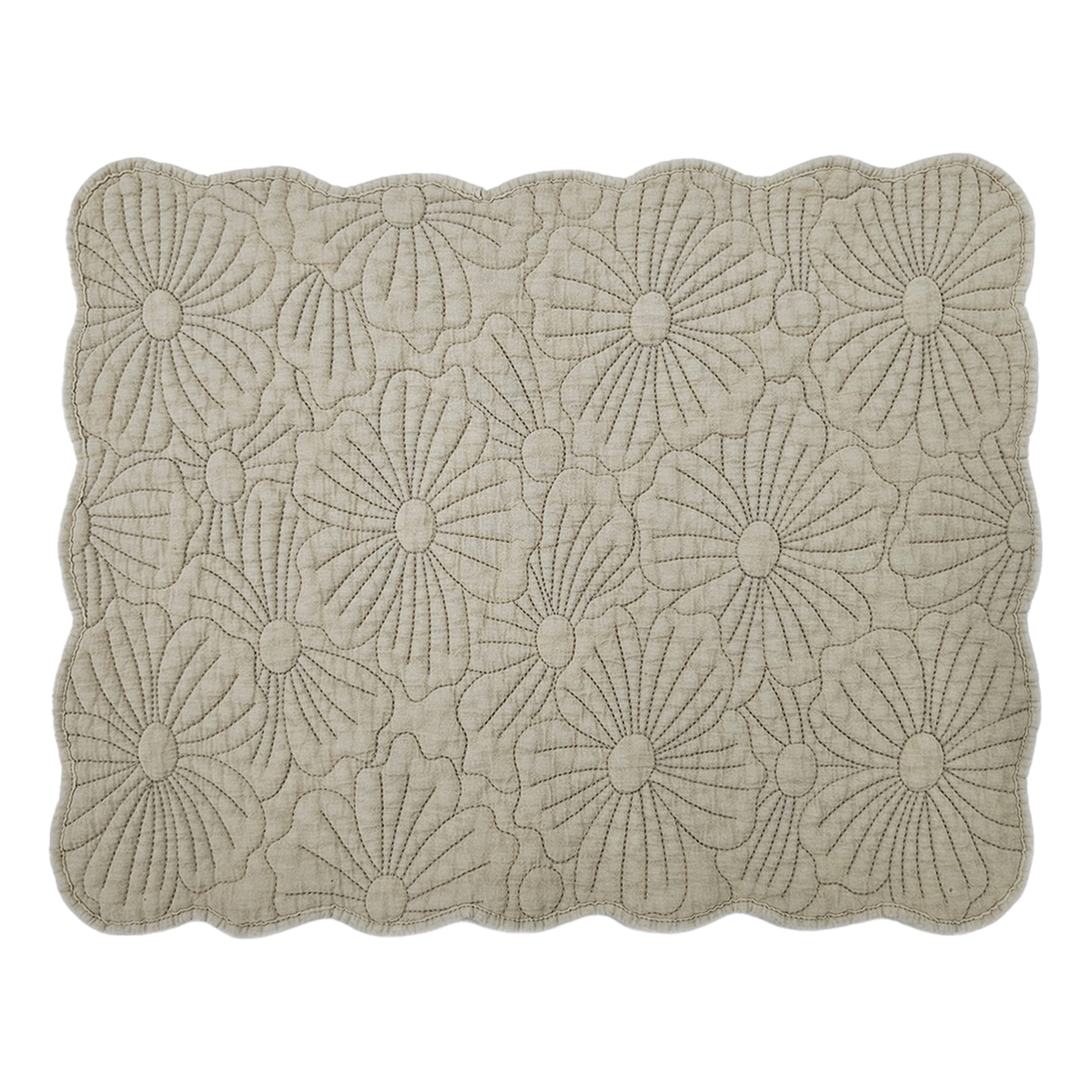 Set de table rectangulaire matelassé avec motif fleurs brodé