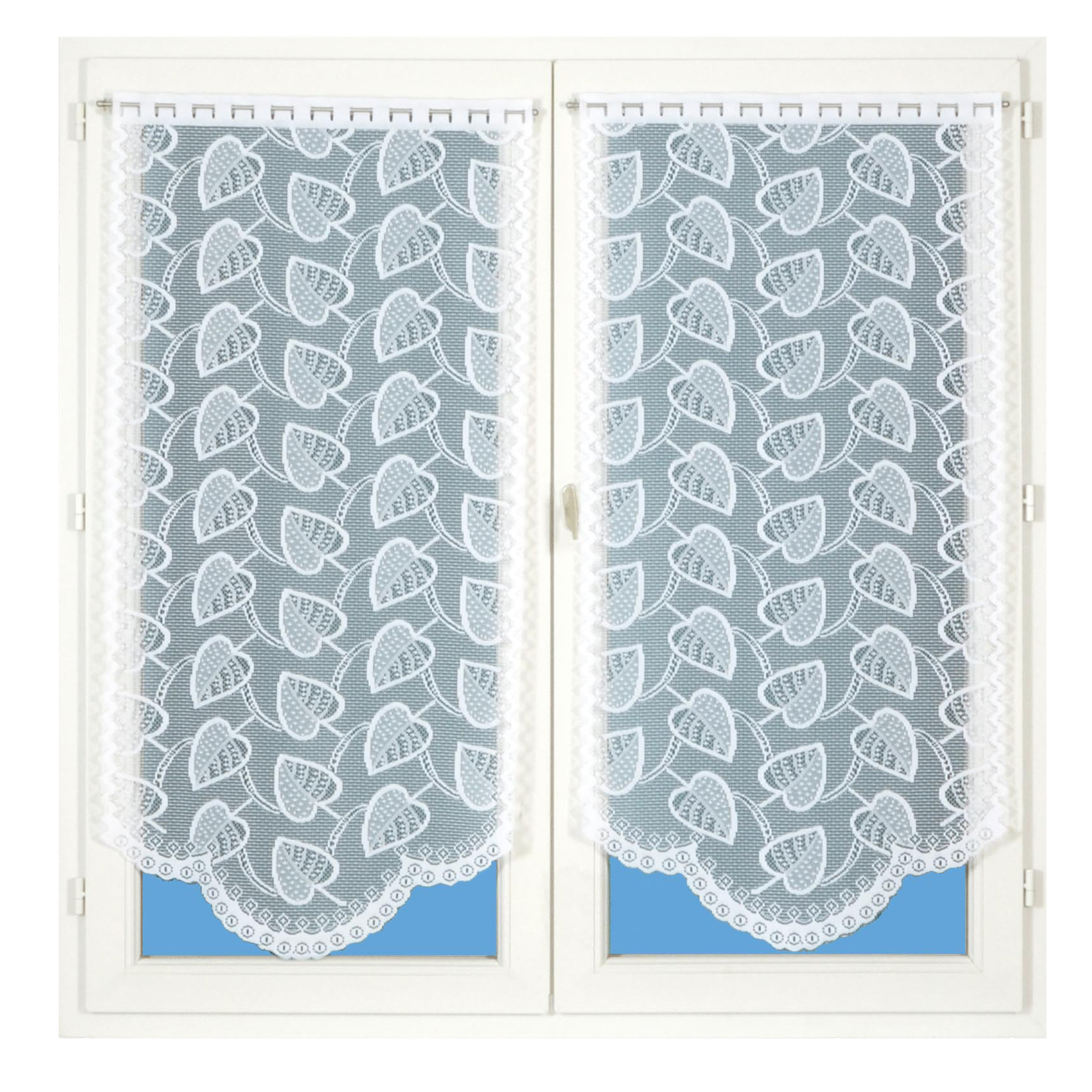 Paire de vitrages dentelle base arrondie feuilles — vue 3