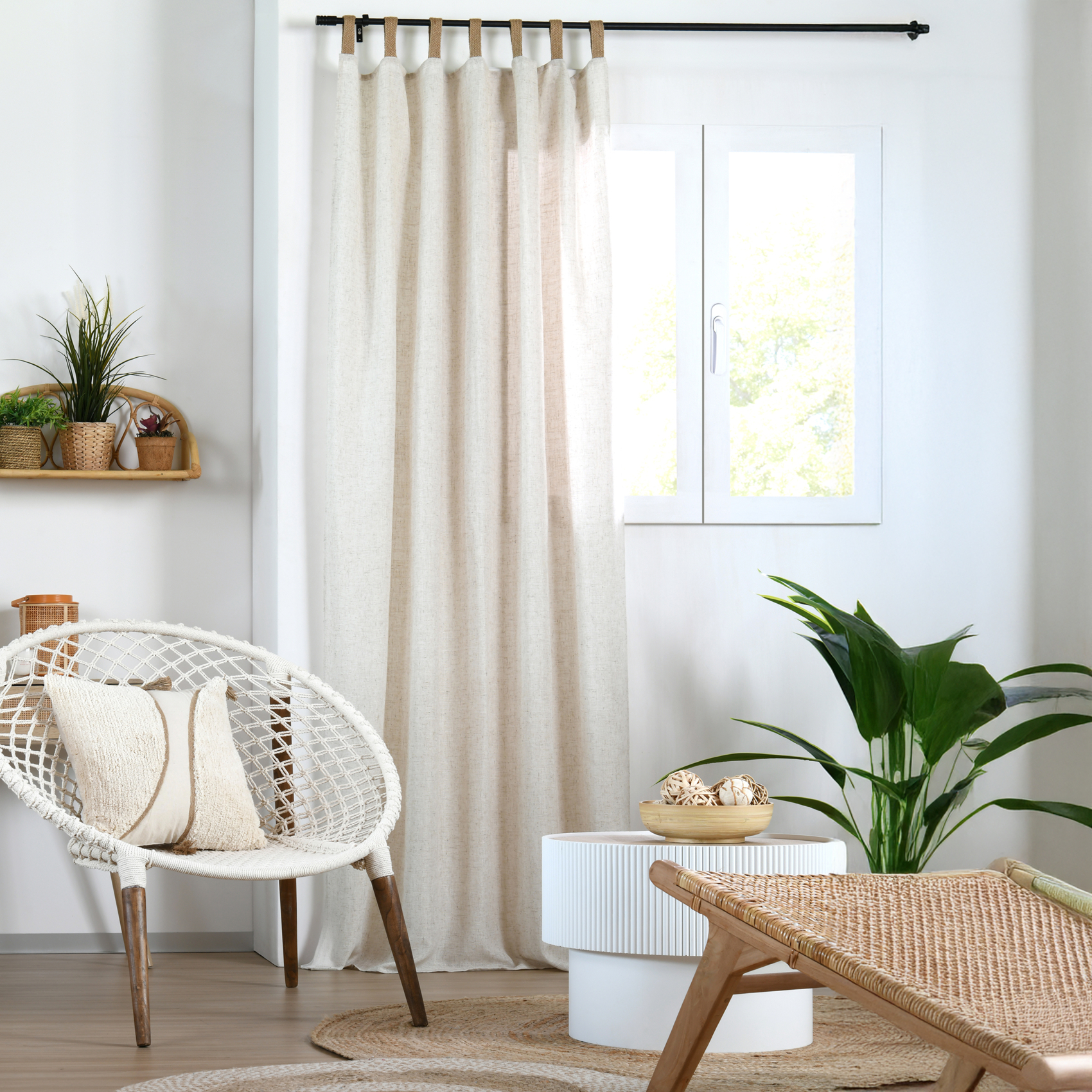 Voilage tamisant polylin à pattes