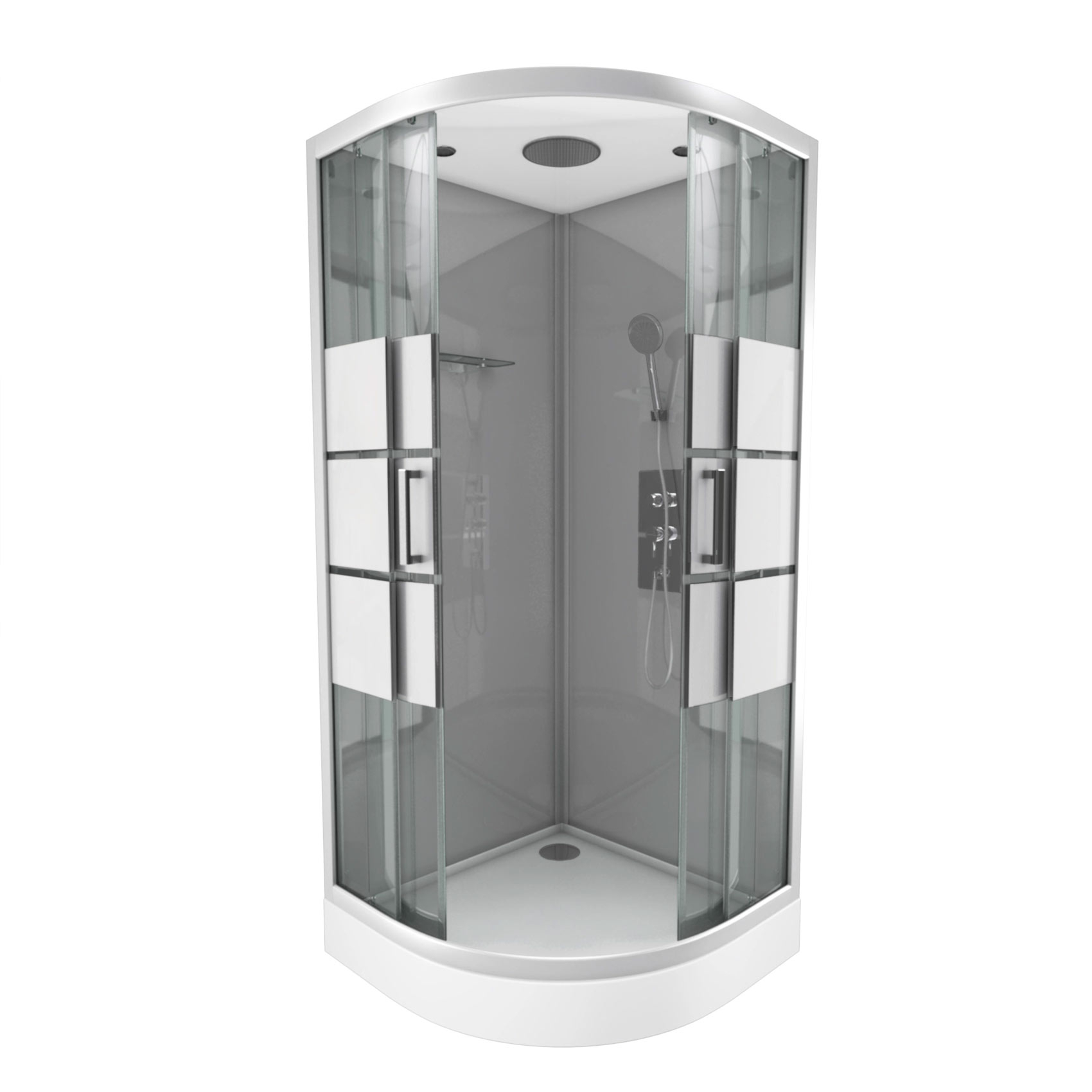 Cabine de douche ronde à bandes laquées — vue 3
