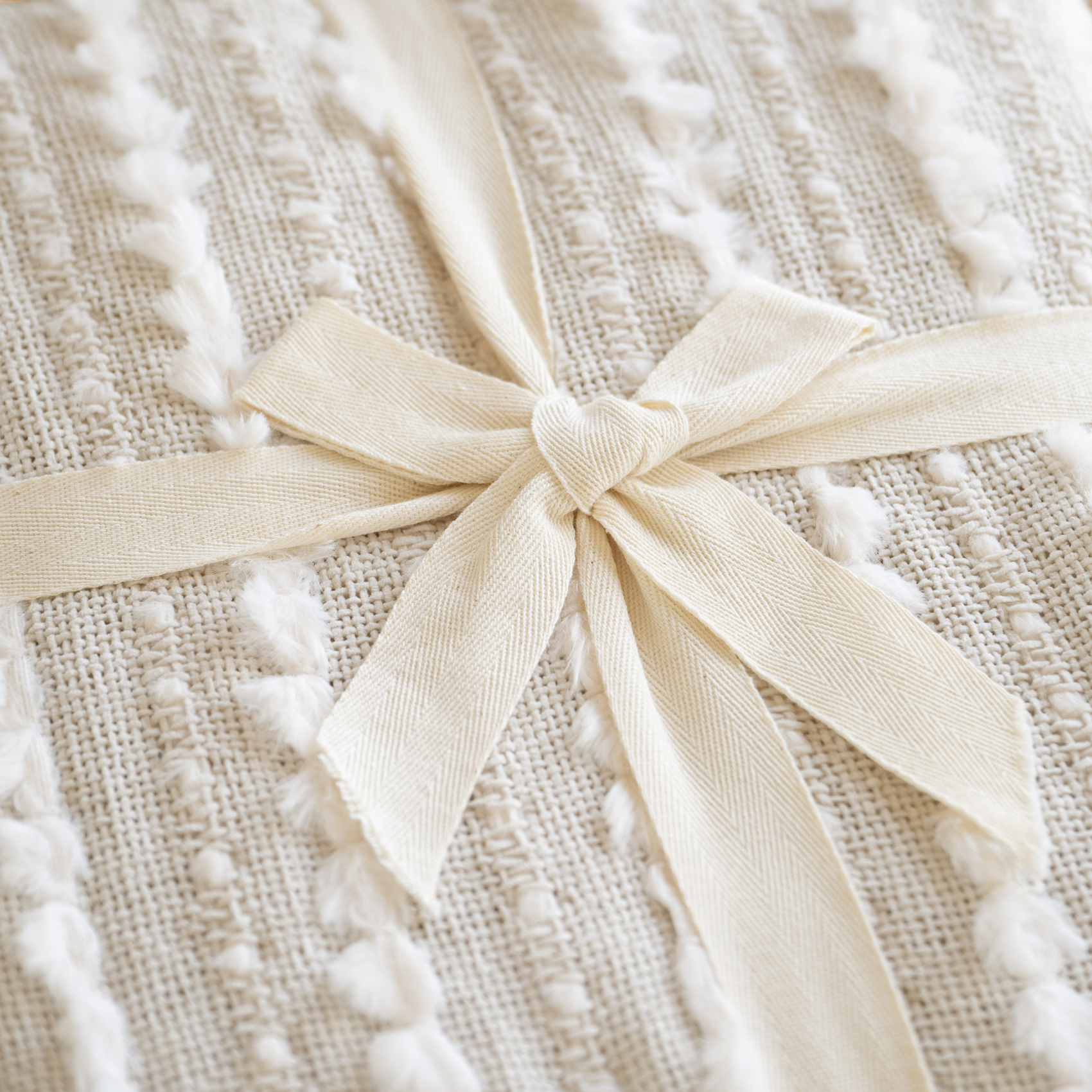 Plaid en chenille texturée avec franges — vue 3