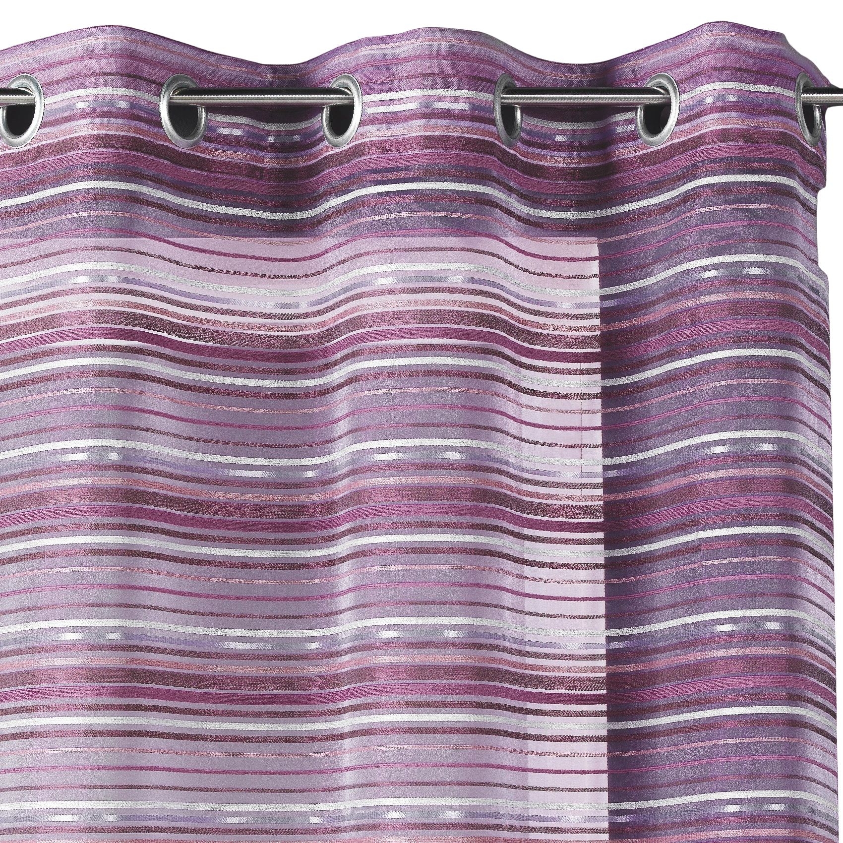 Voilage organza tissé à rayures horizontales et œillets — vue 6