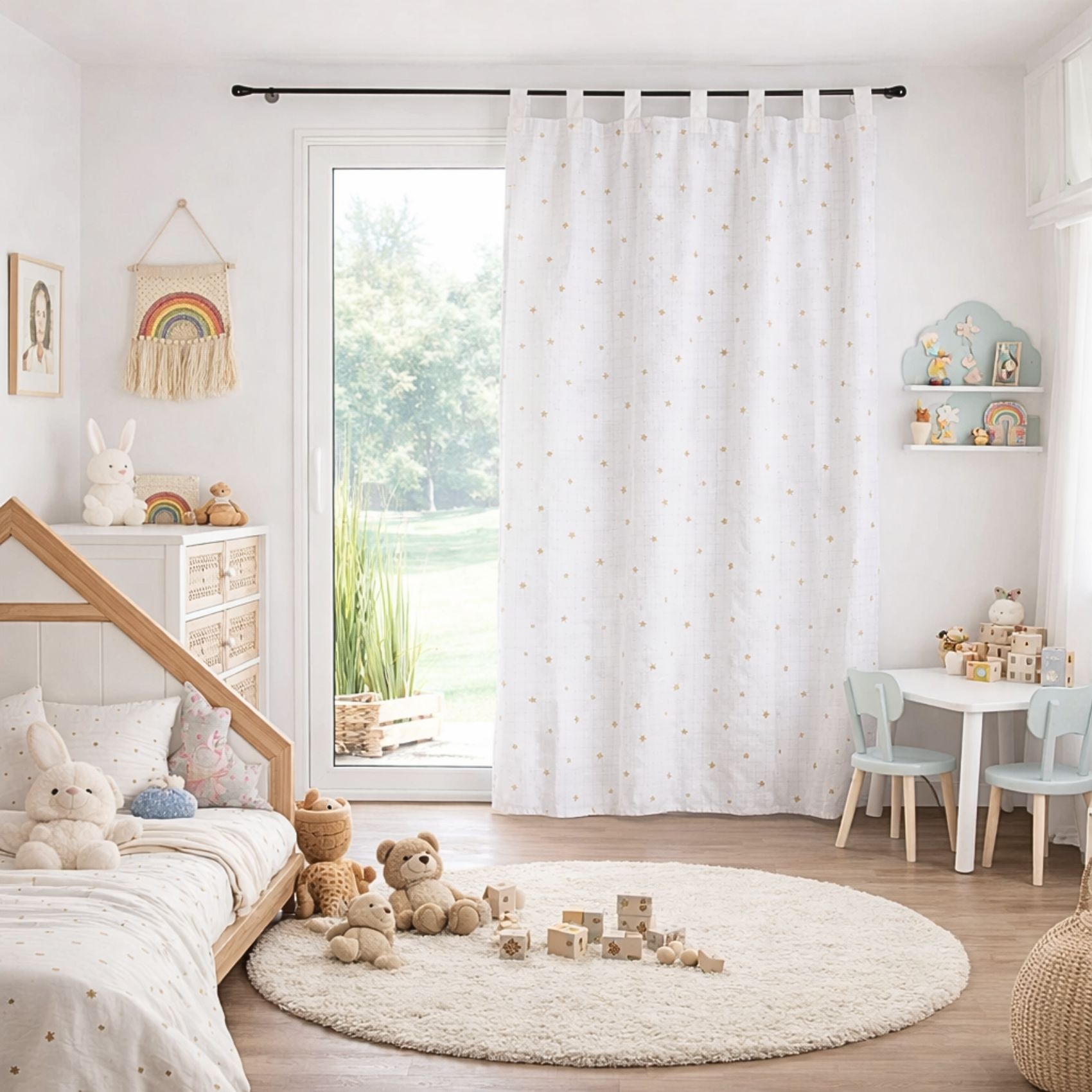 Rideau à passants étoiles en gaze de coton — vue 4