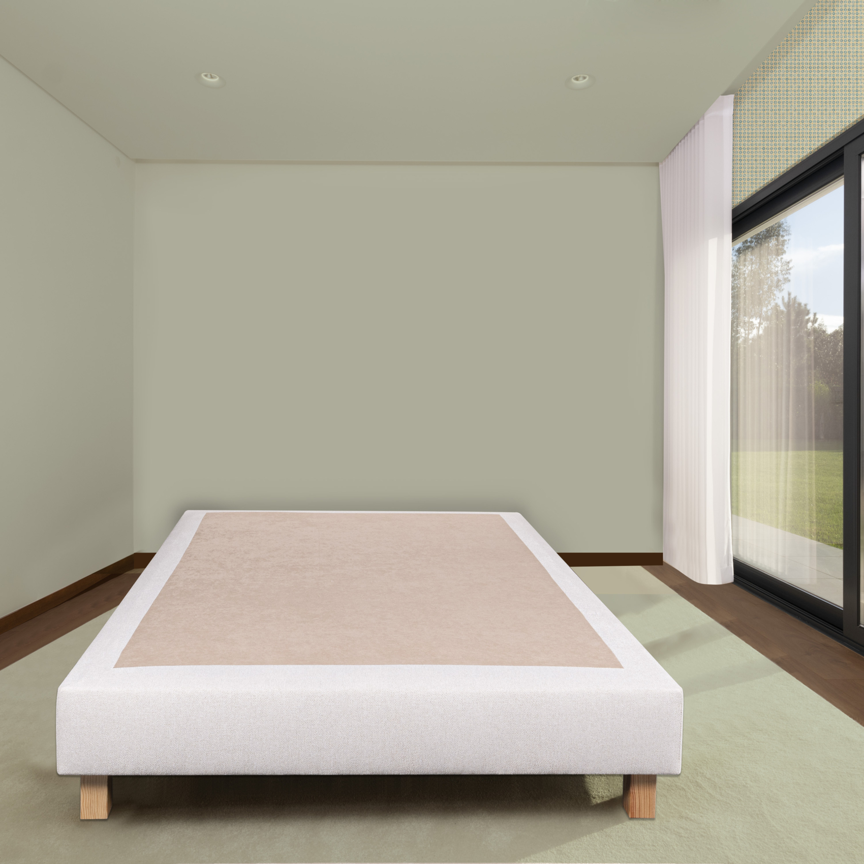 Sommier tapissier bois massif beige avec pieds — vue 5