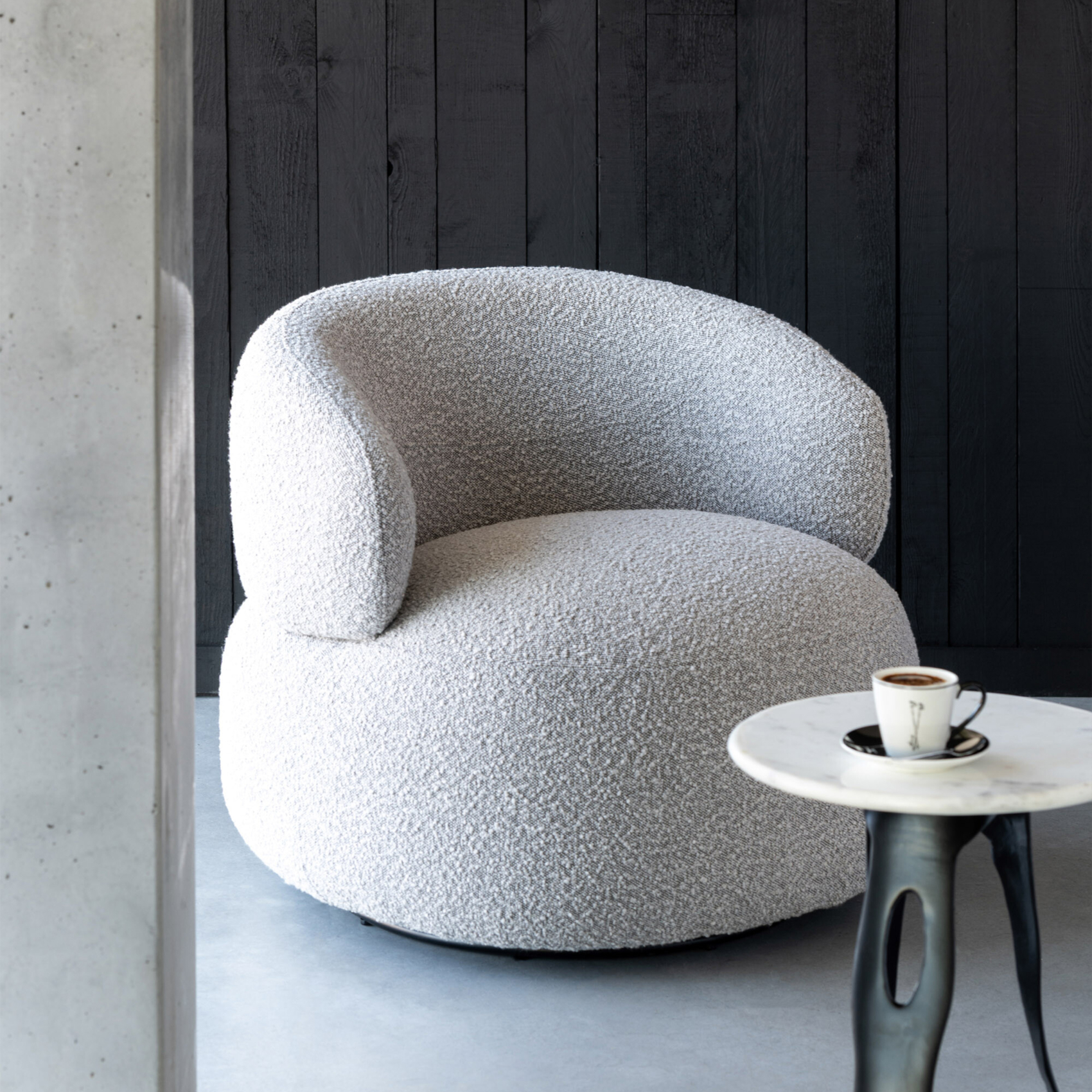 Fauteuil pivotant rond en bouclette — vue 6