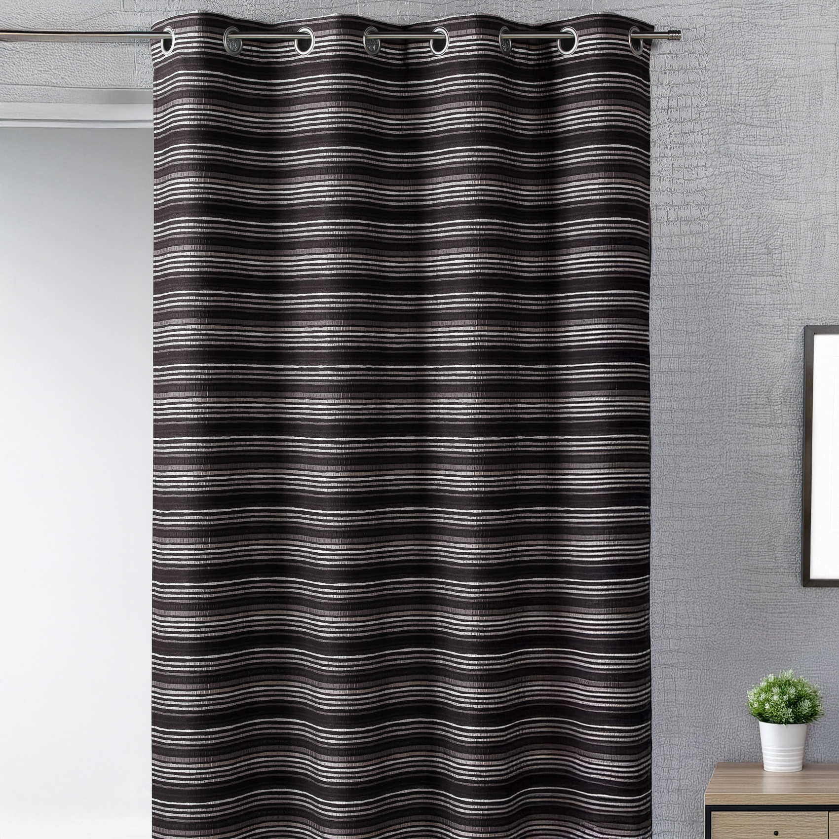 Rideau d'ameublement en jacquard à fines rayures