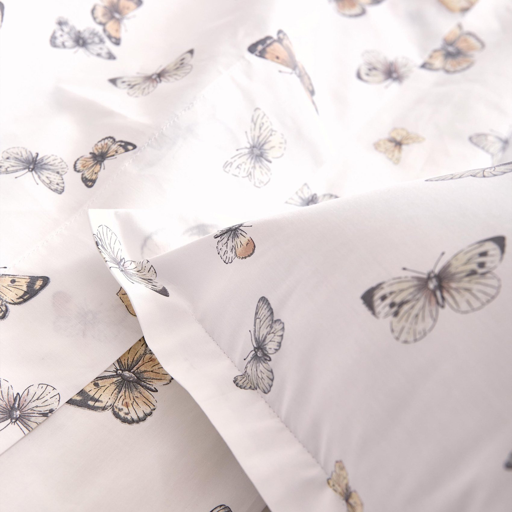 Taie d’oreiller percale de coton 80 fils motif papillons