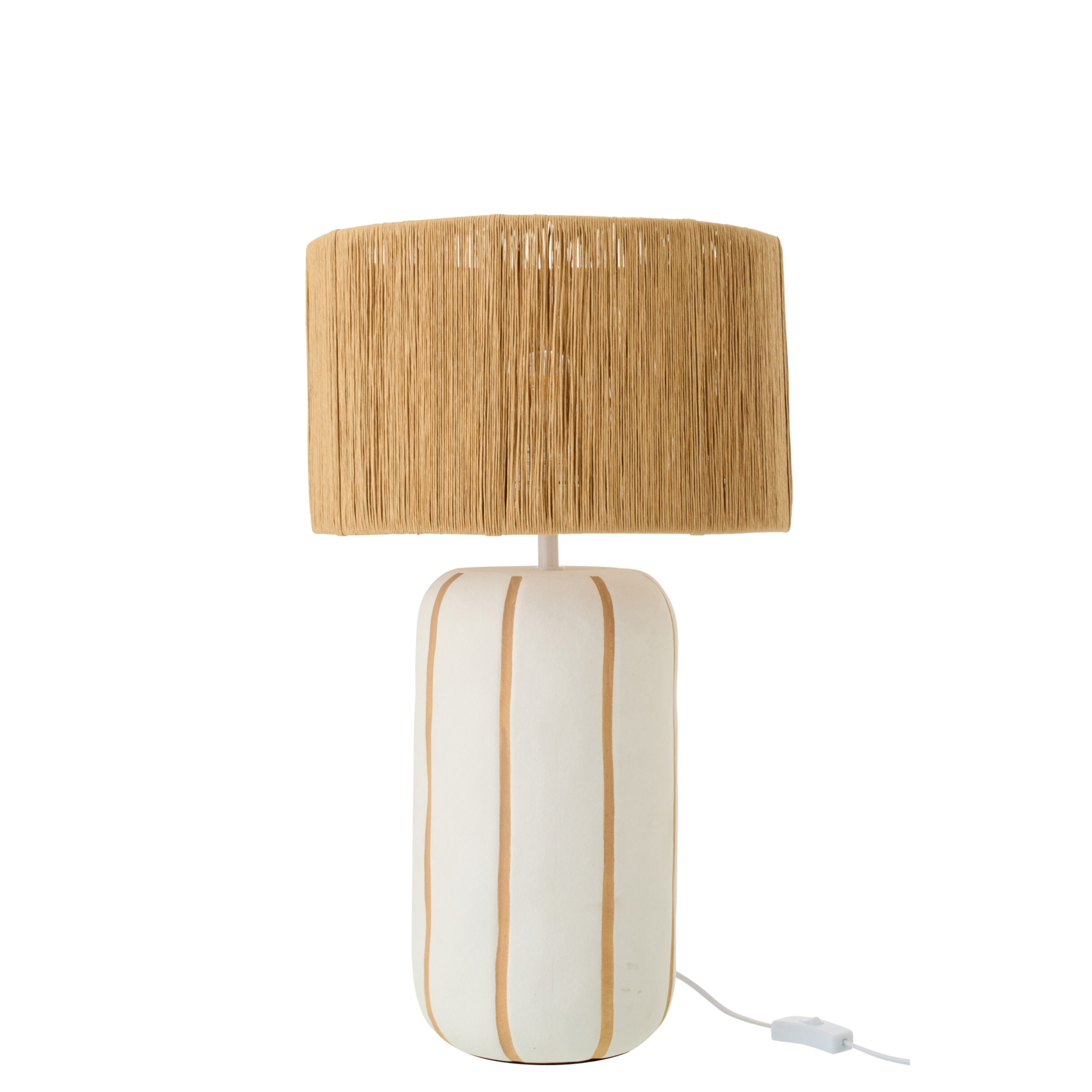 Lampe à poser en poterie avec abat-jour cylindrique