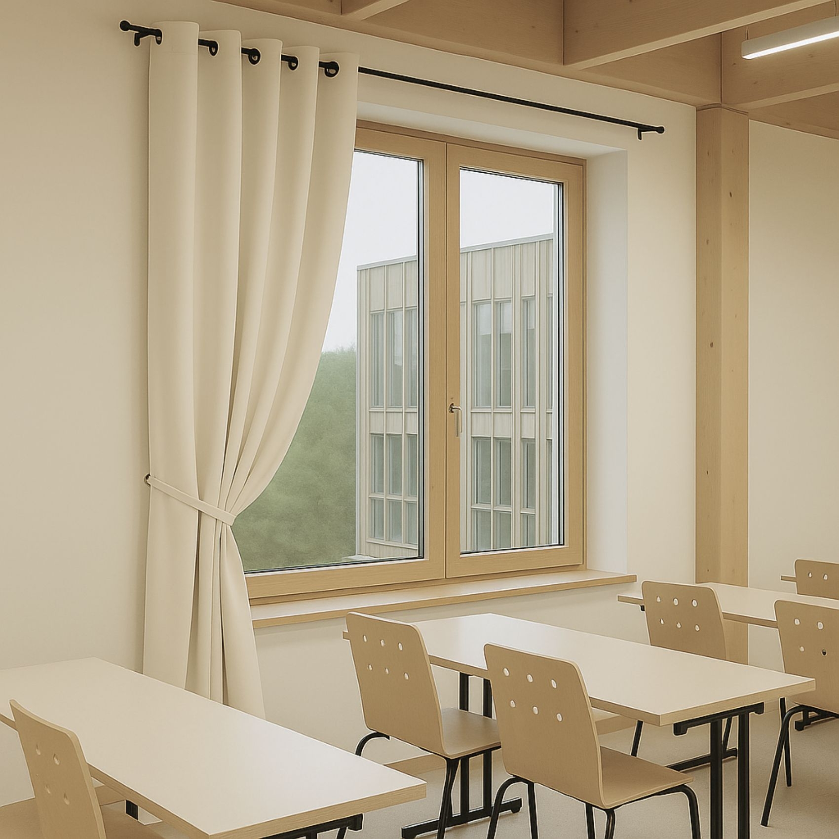 Rideau 100% Occultant Ignifugé M1 Non Feu Ecru — vue 4