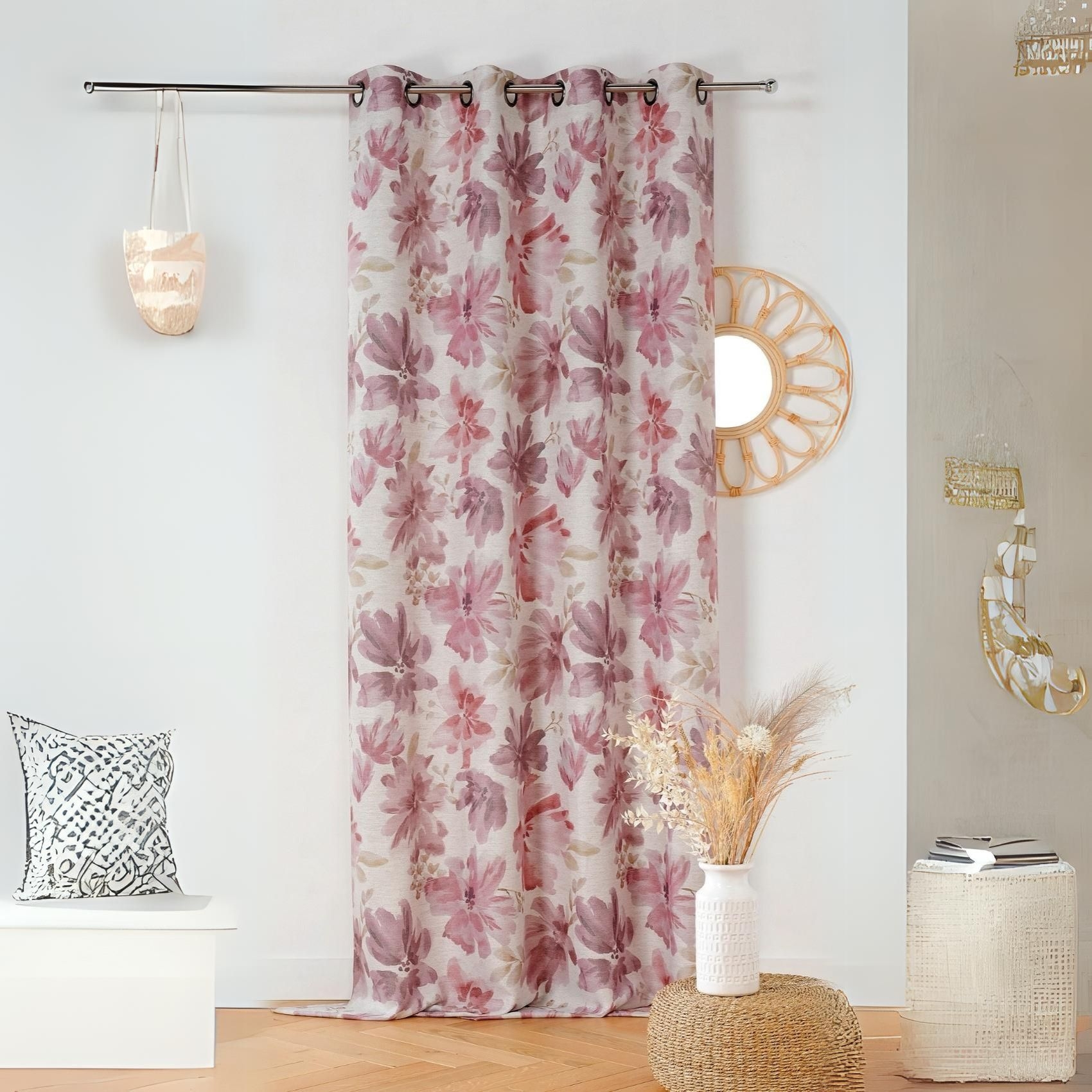 Rideau tamisant aquarelle fleurs