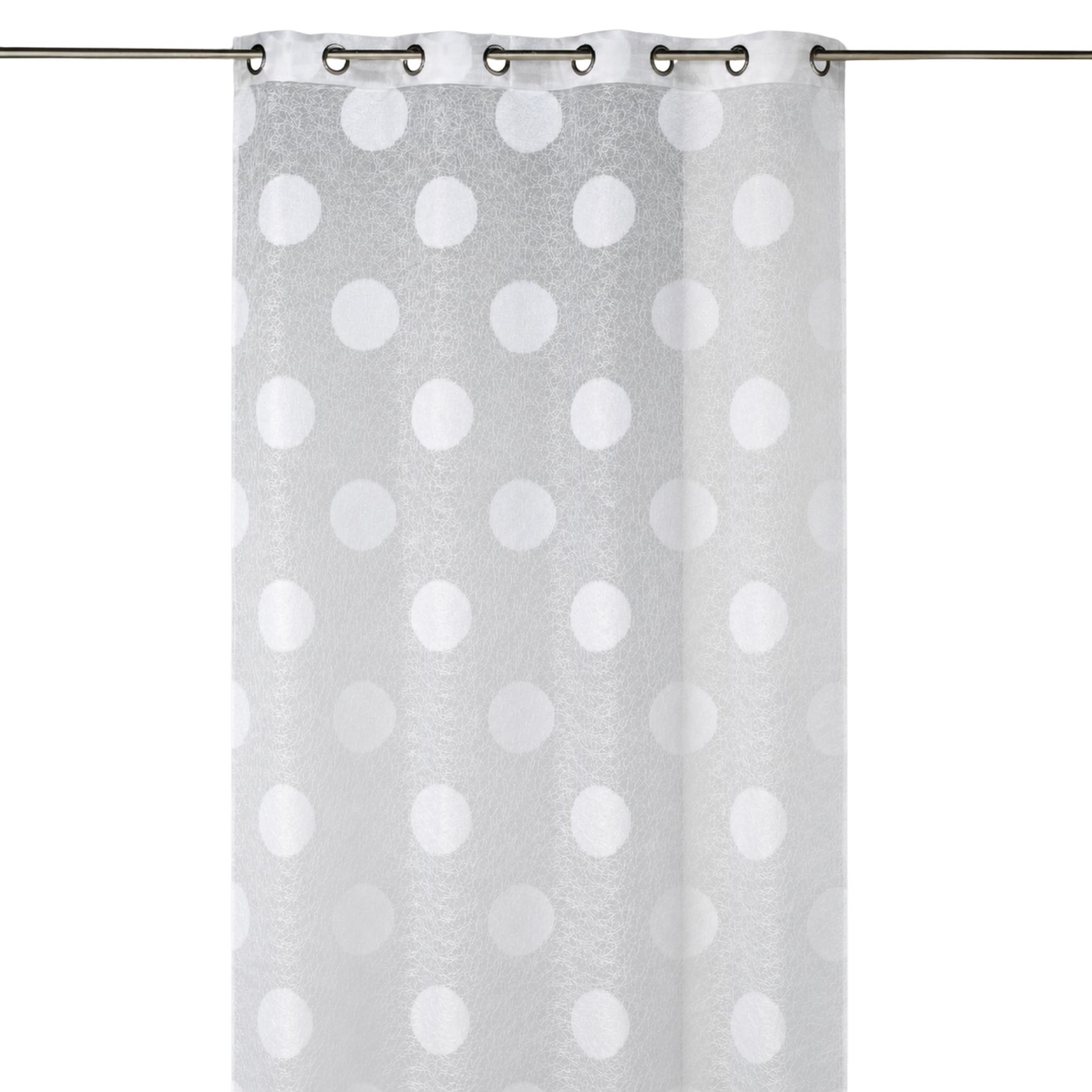 Voilage organza jacquard brodé motif gros ronds — vue 3