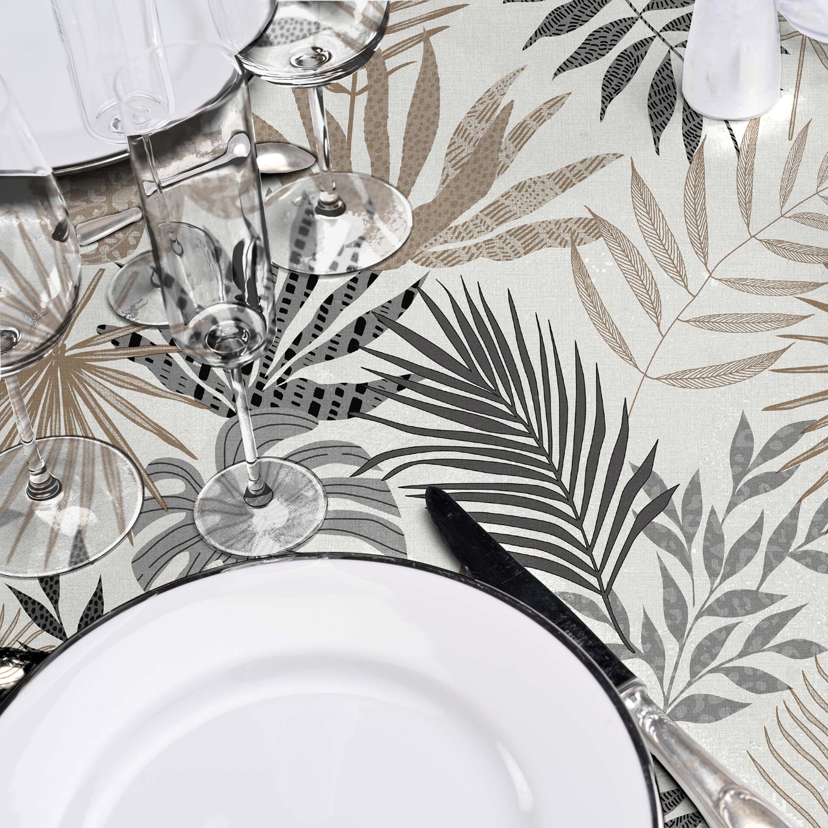 Toile cirée texturée motif feuillage pailleté sur mesure — vue 5