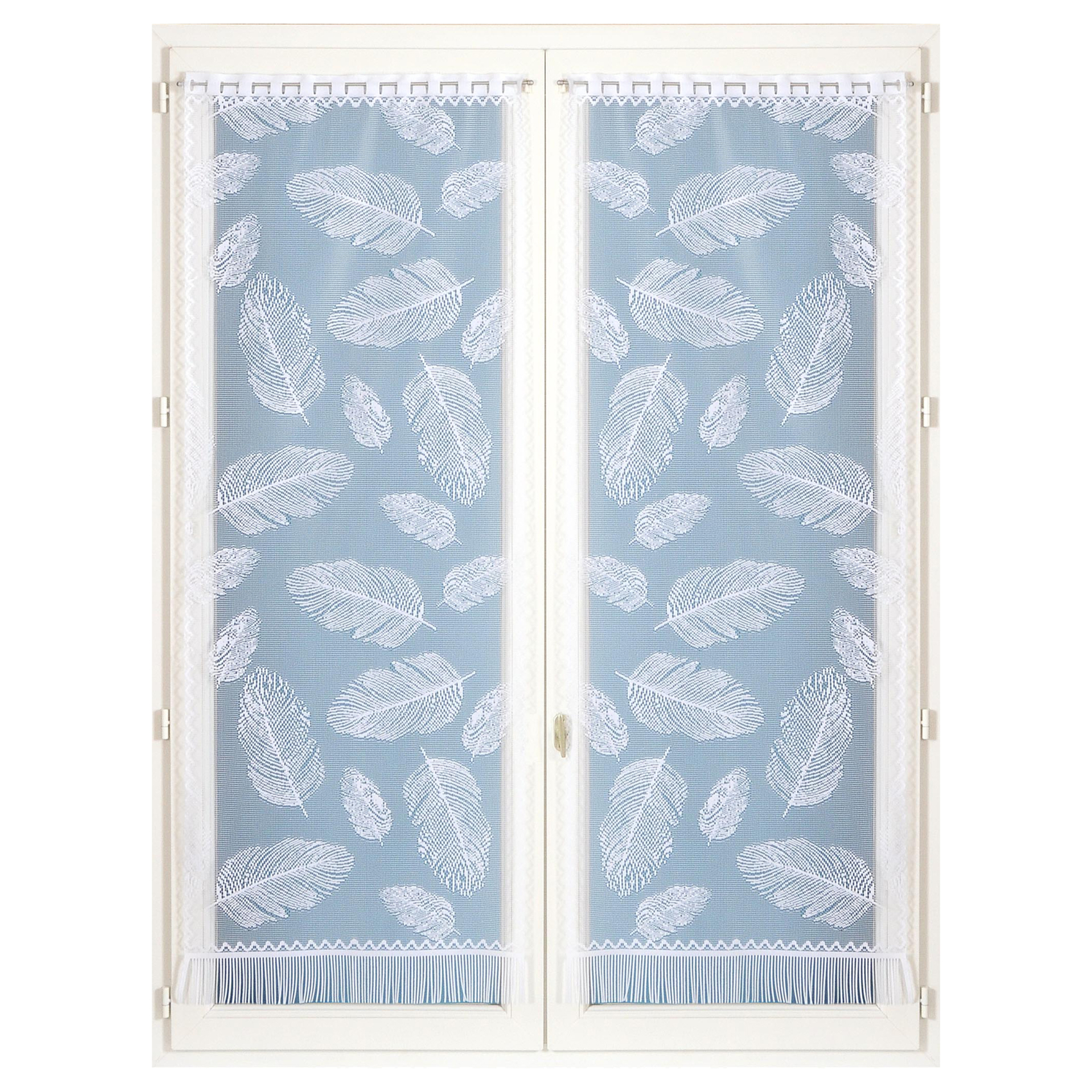 Paire de vitrages frangés en dentelle motif plumes — vue 3