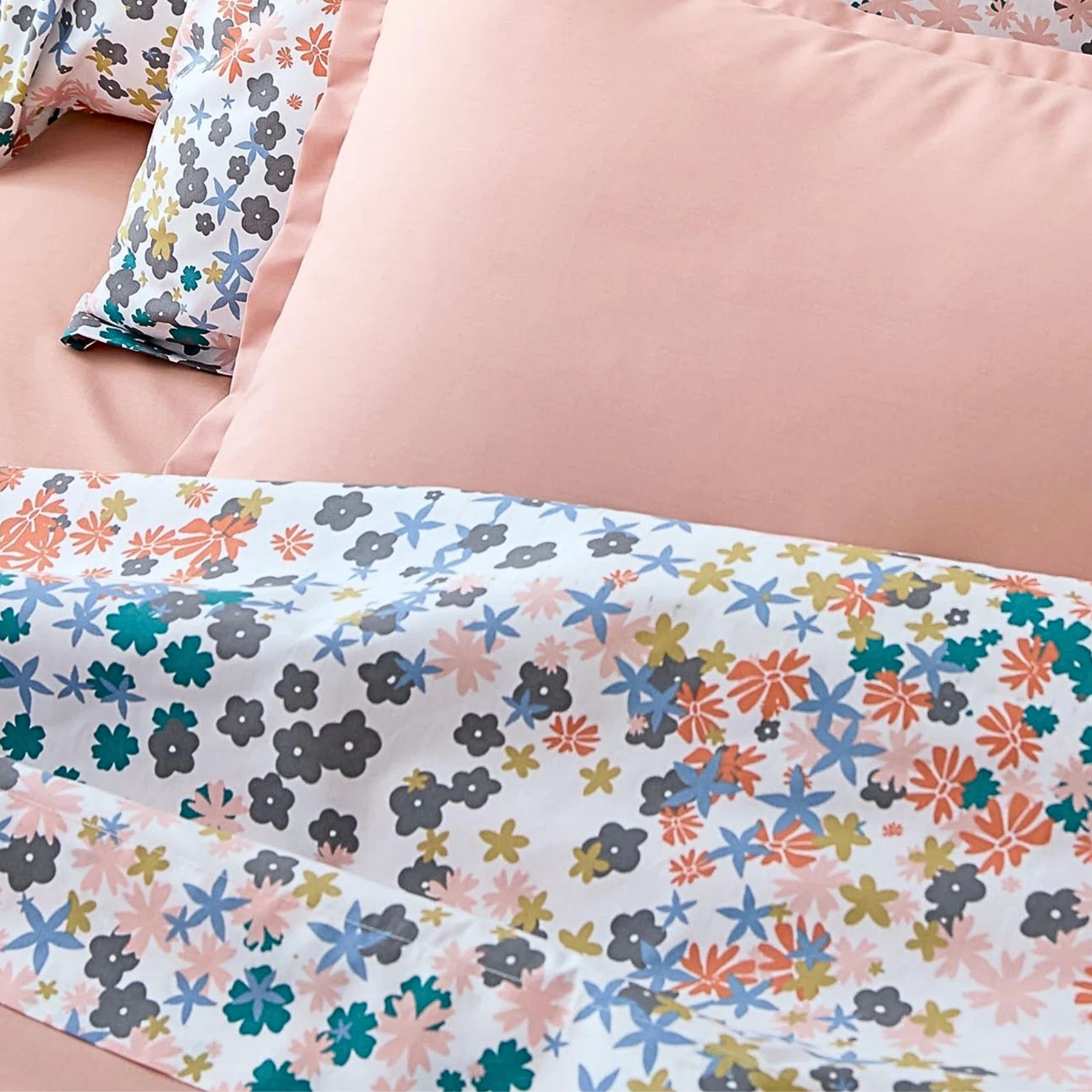 Drap plat percale de coton 80 fils motif floral — vue 3