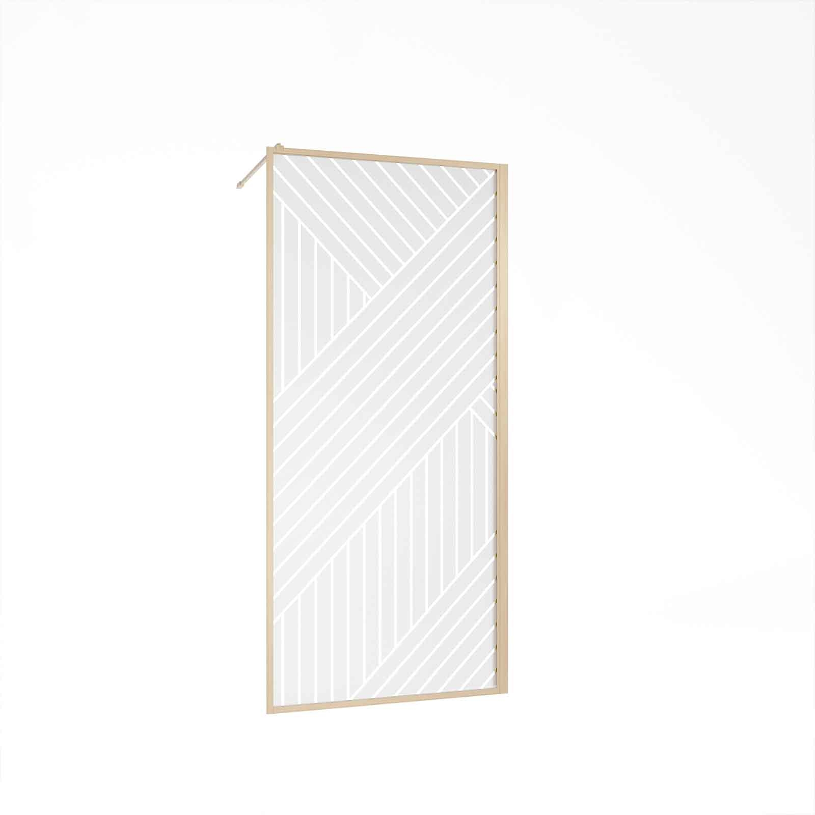 Paroi de douche en verre sérigraphié style Japandi motif géométrique