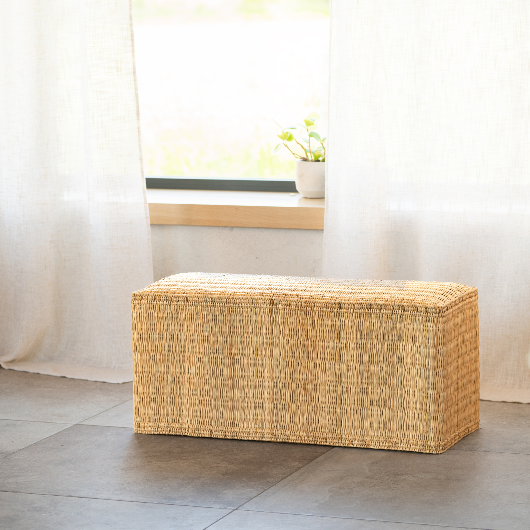 Banc en paille tressée fait main — vue 5