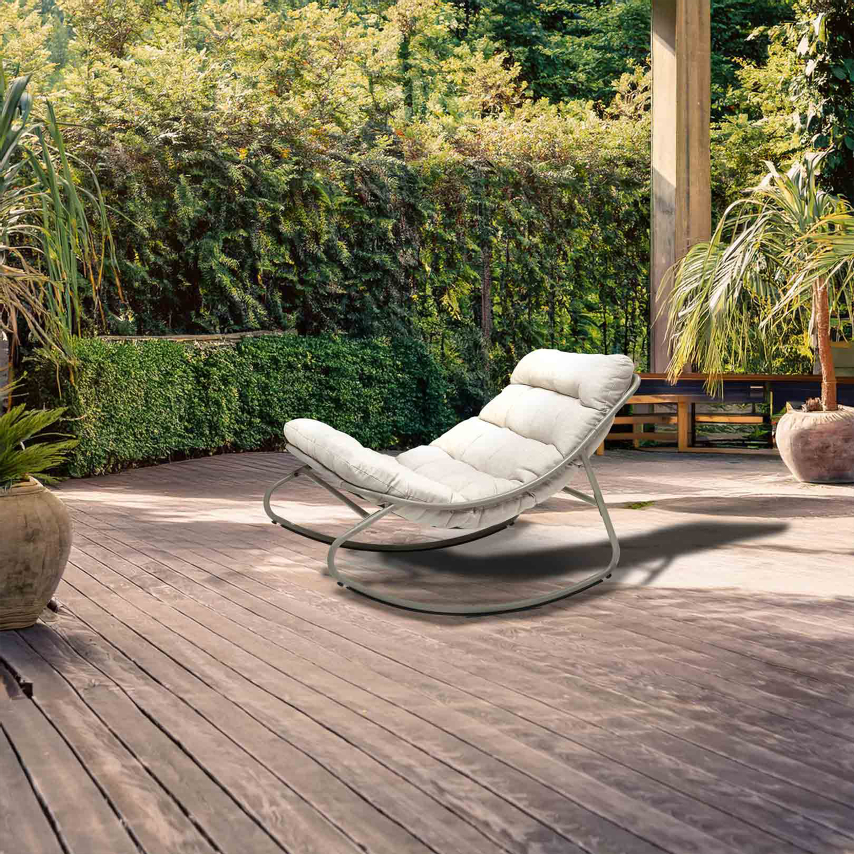 Fauteuil de jardin à bascule avec coussin — vue 3