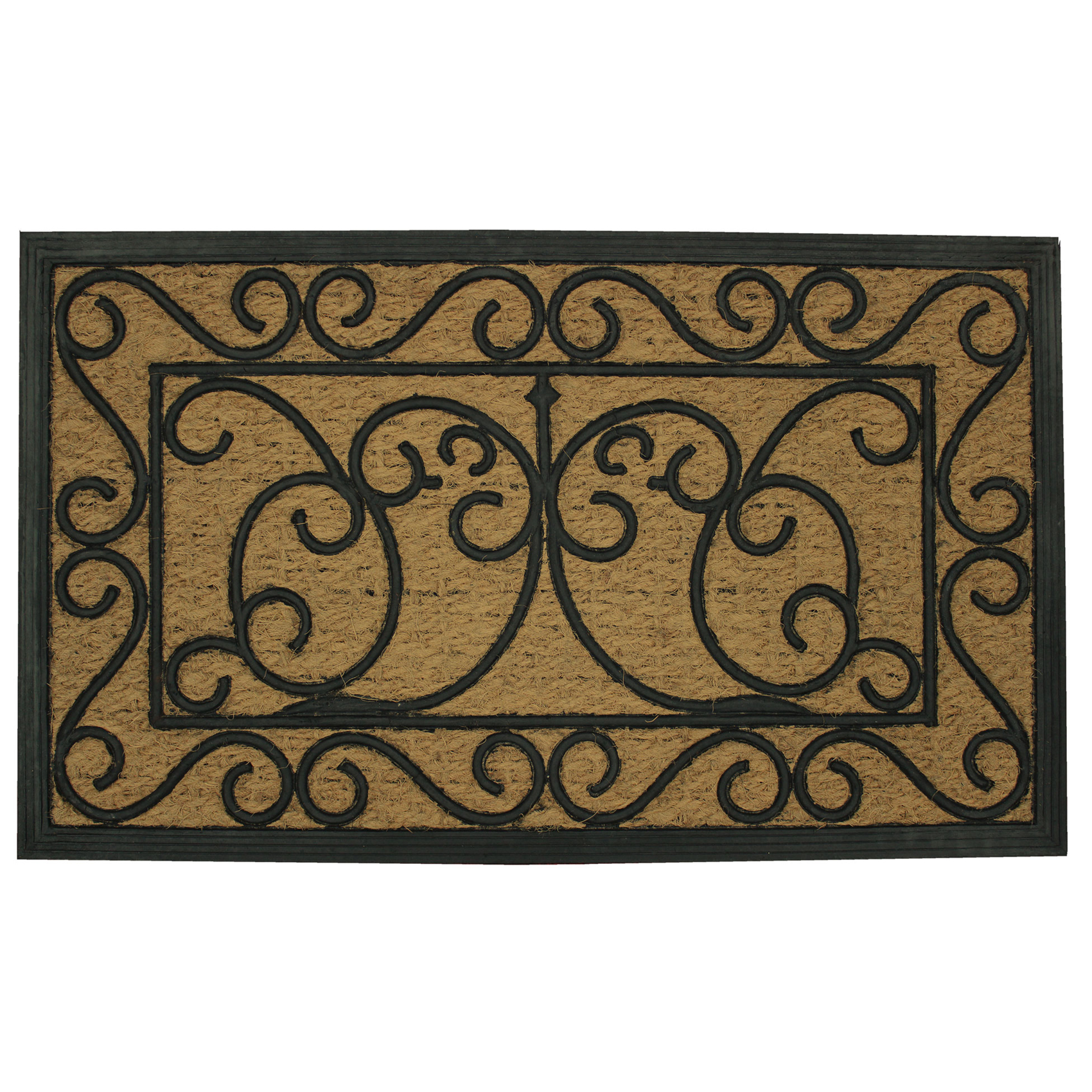 Paillasson rectangle en coco et caoutchouc