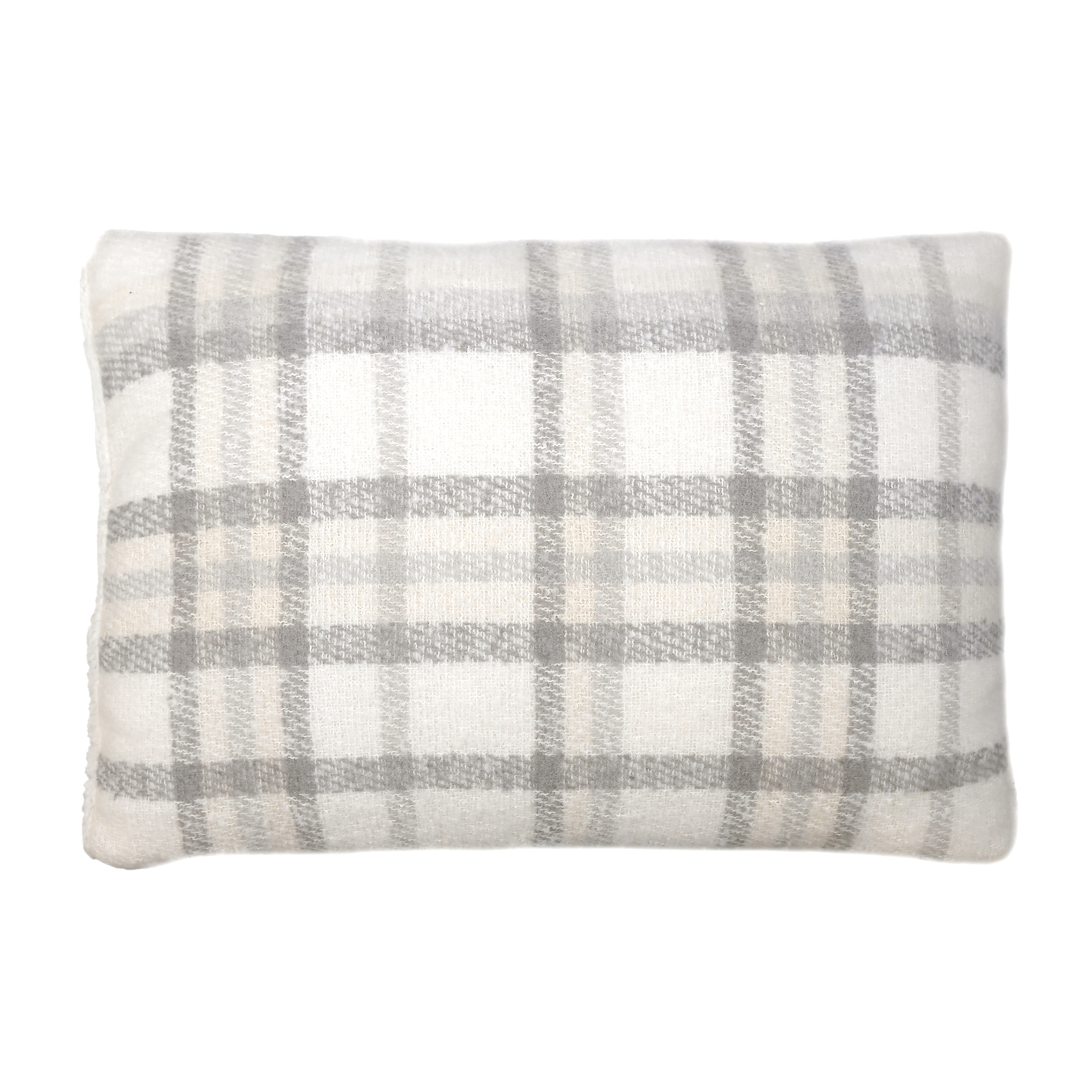 Coussin à carreaux effet mohair avec dos sherpa — vue 6