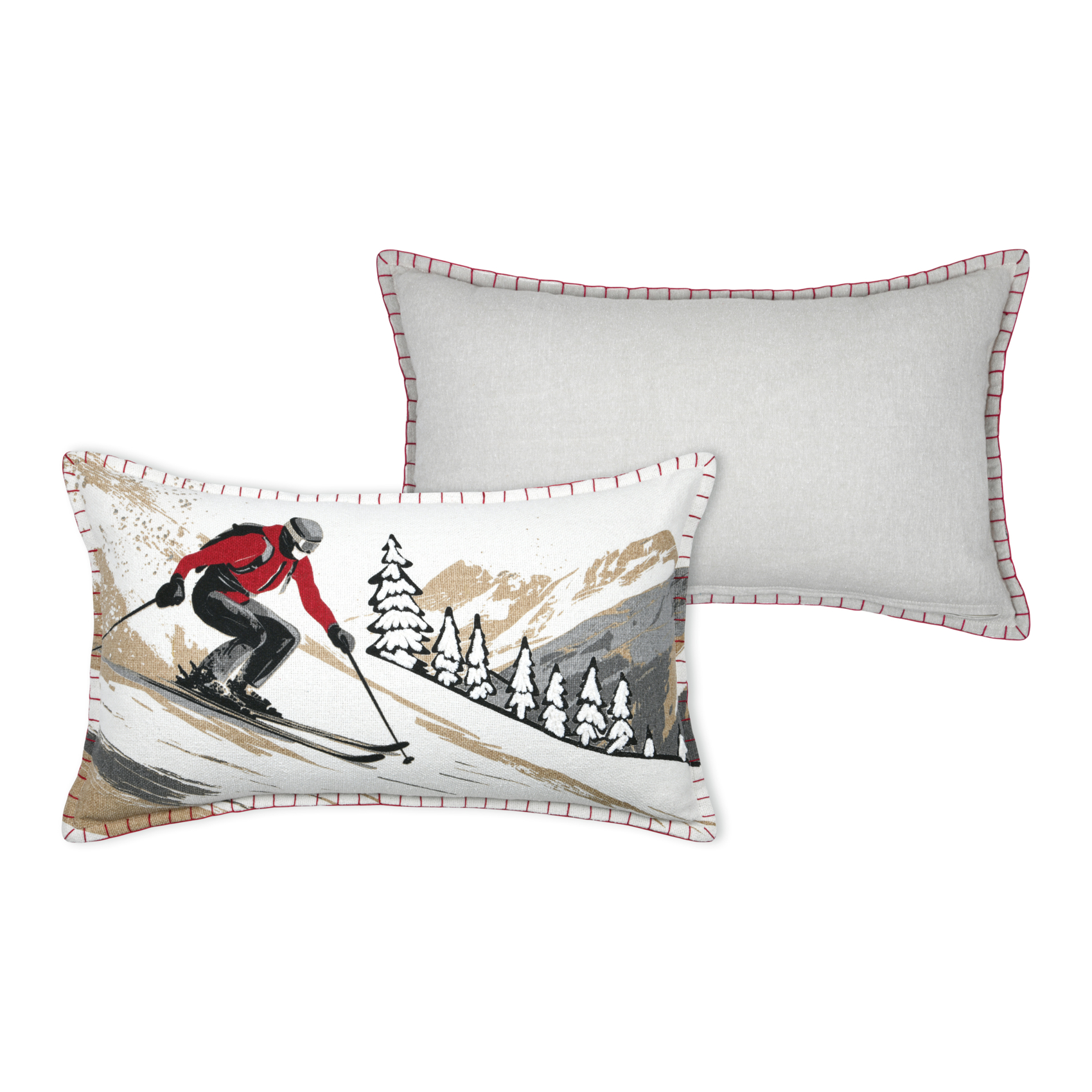 Coussin rectangulaire en coton à motif ski — vue 3