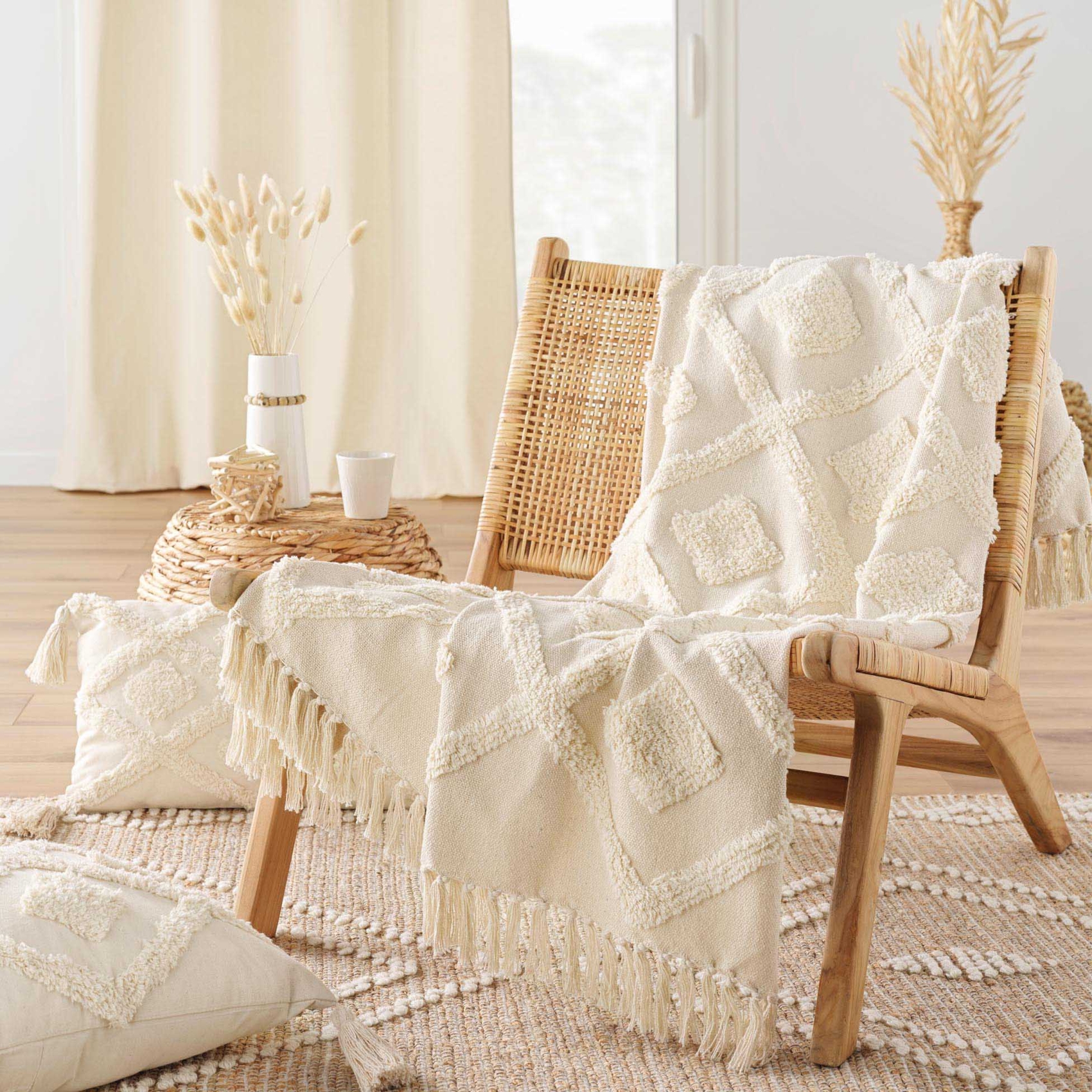 Plaid bohème tufté avec franges — vue 6