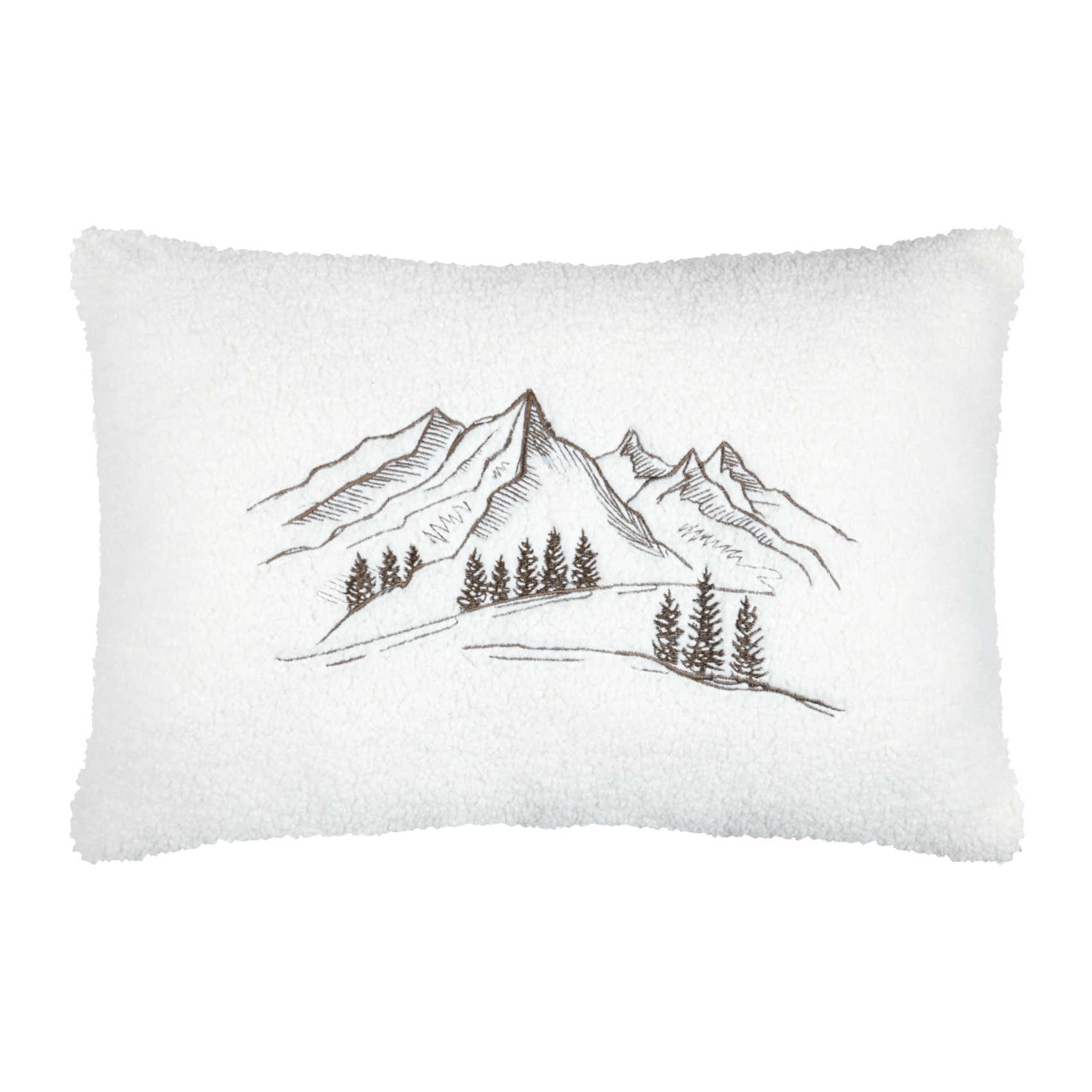 Coussin rectangulaire en bouclette à motif montagne