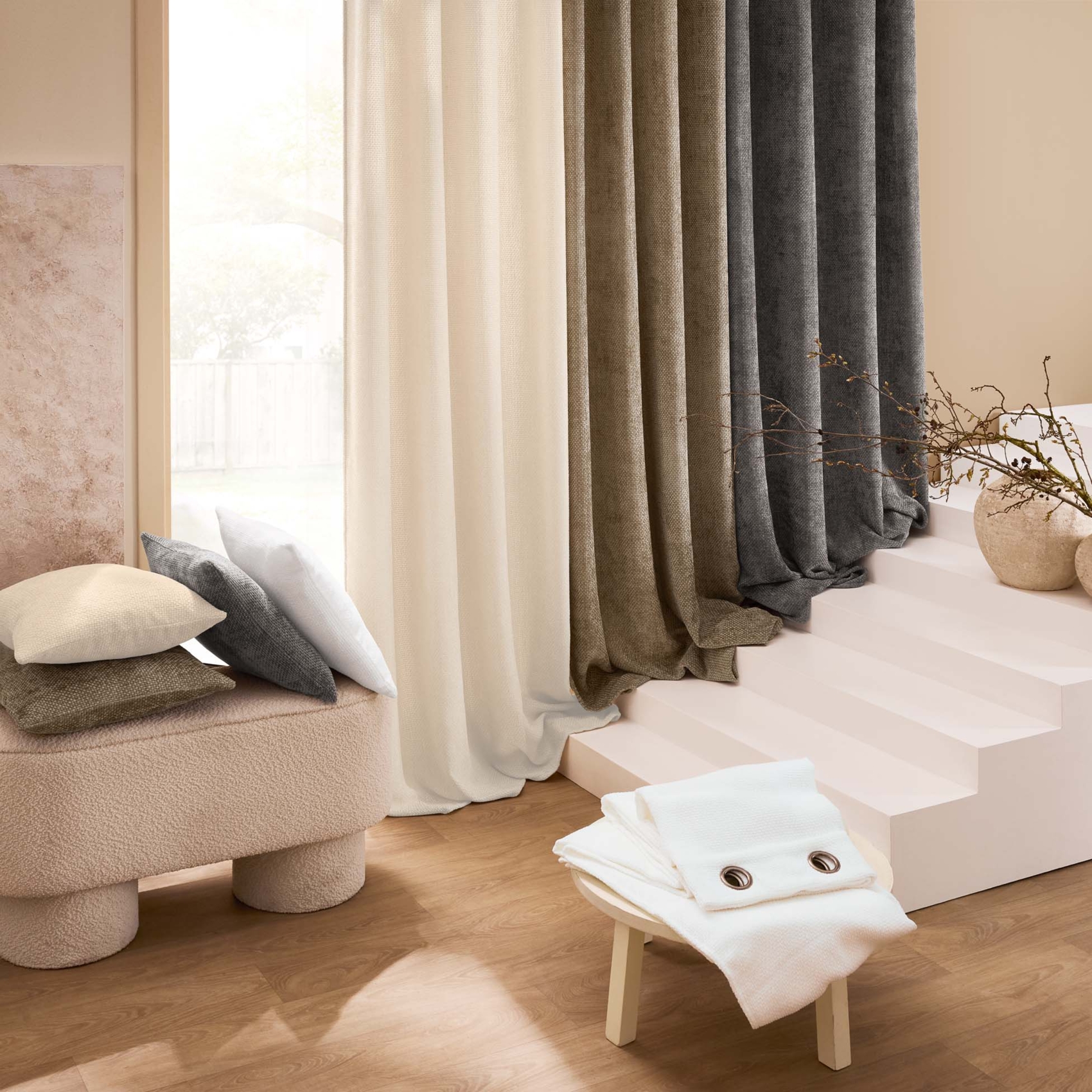 Rideau à œillets en velours chenille — vue 3