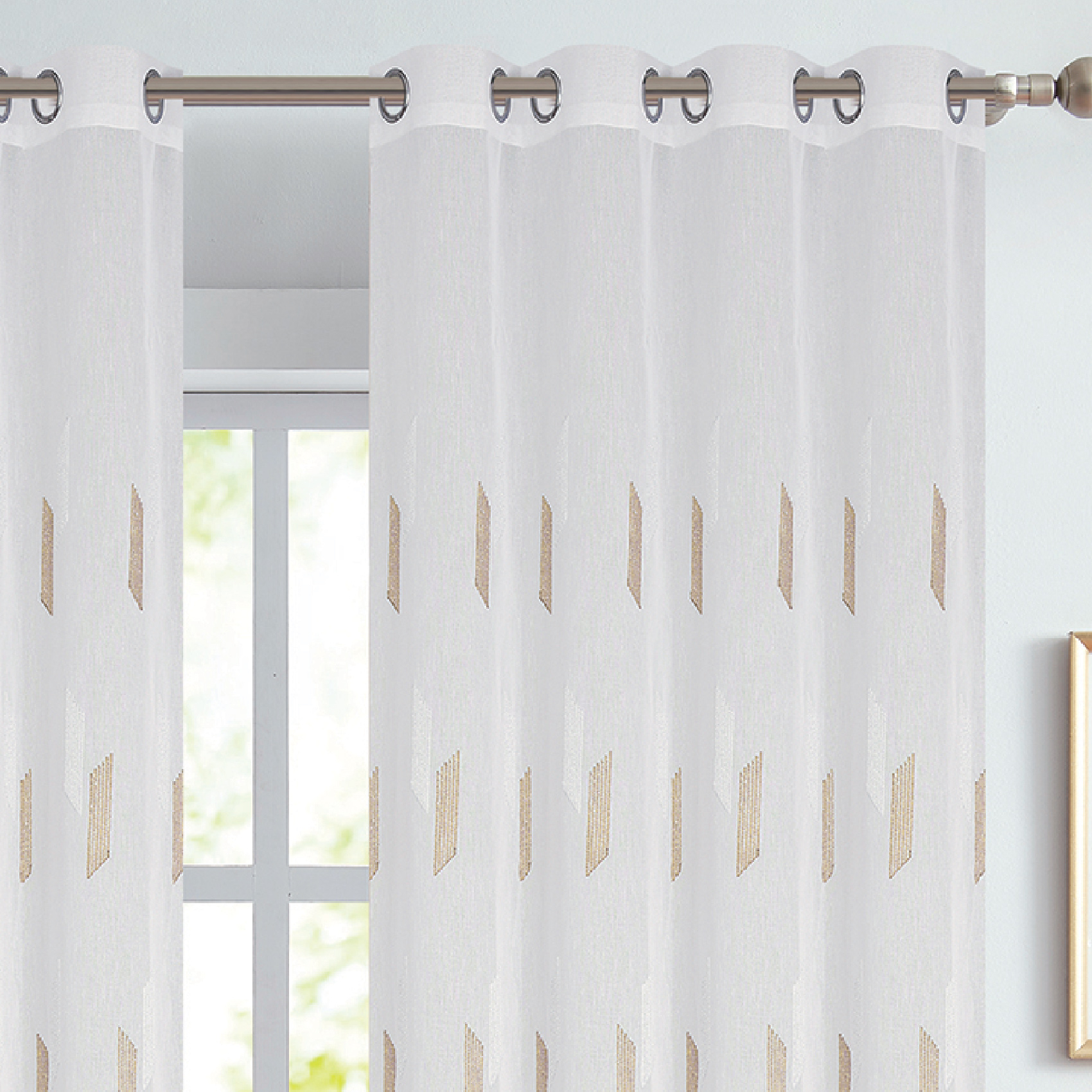 Voilage à oeillets brodé brillant — vue 4