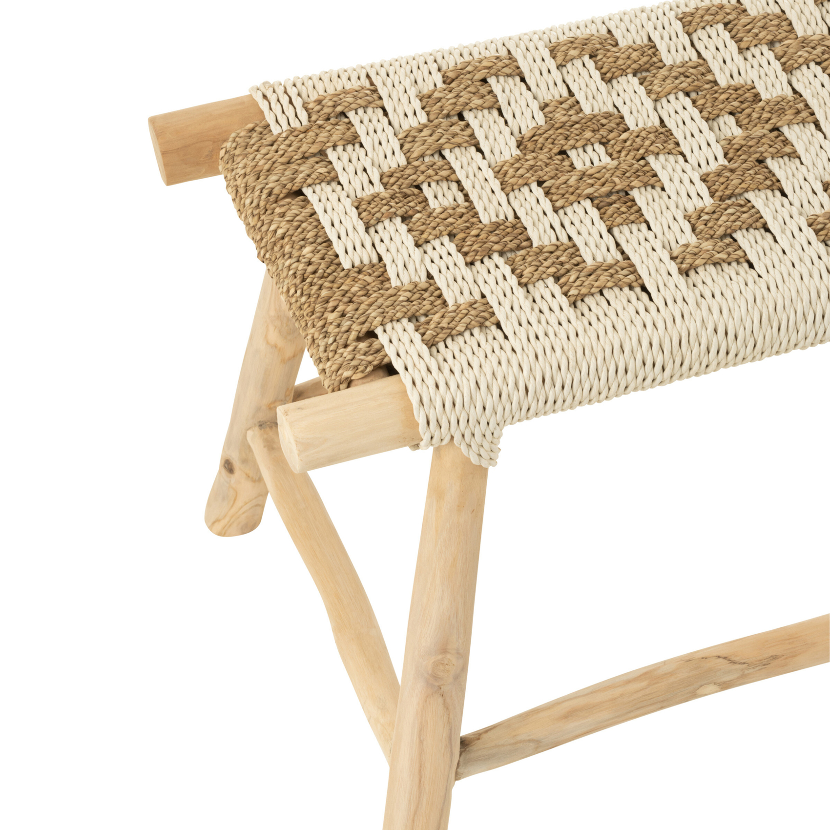 Banc en bois de teck et jonc de mer — vue 4