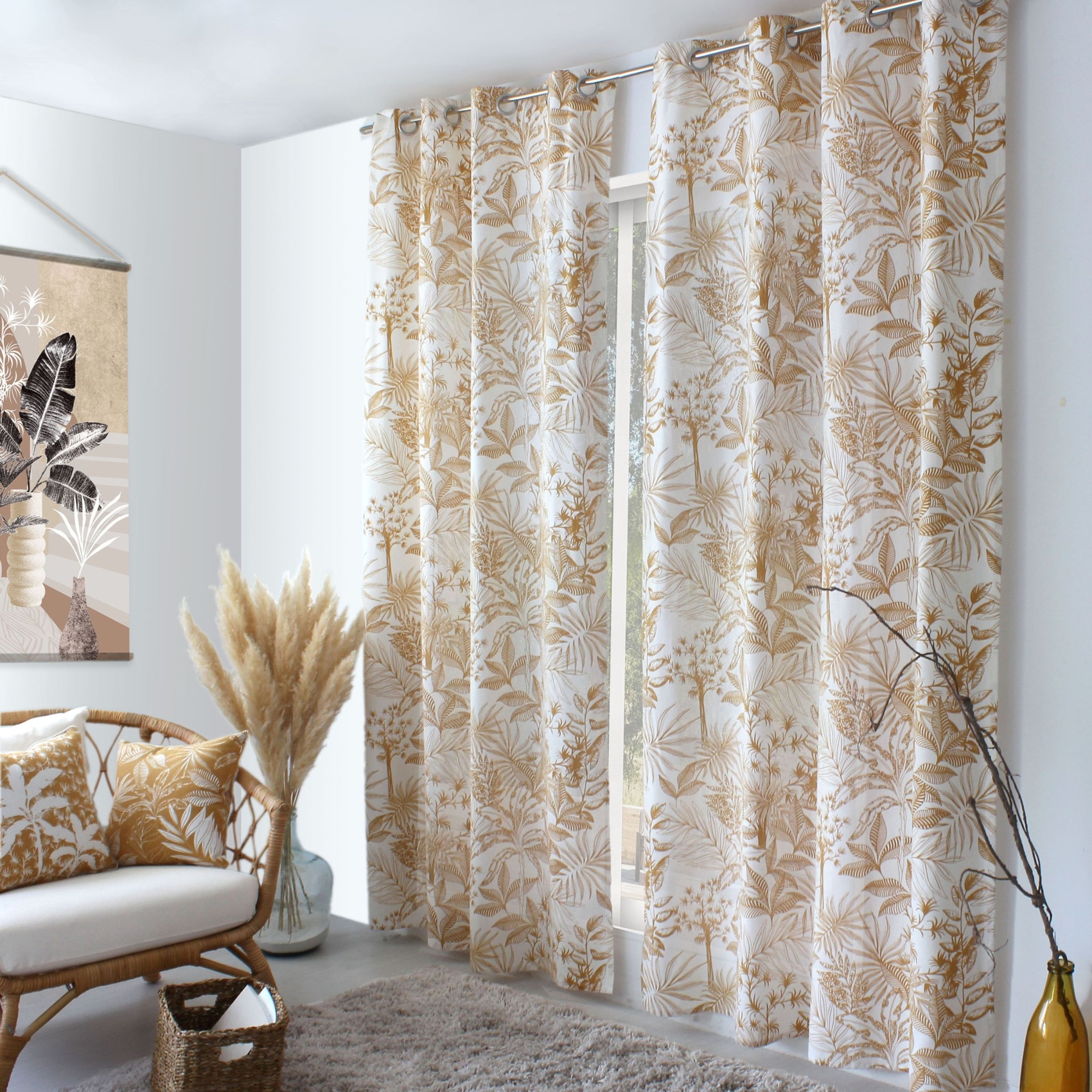 Rideau occultant imprimé végétal feuillage — vue 3