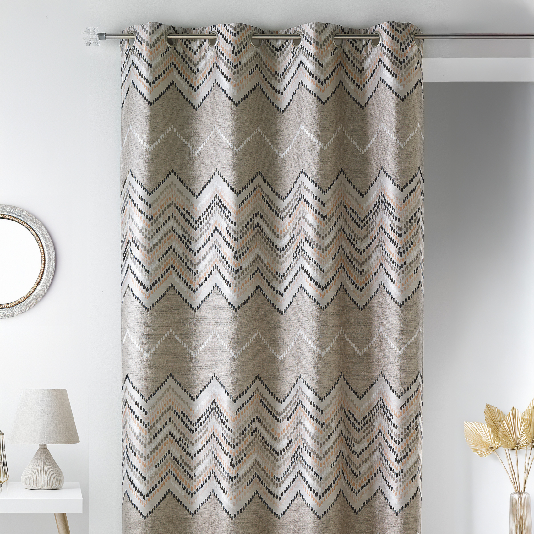 Rideau en jacquard à motifs chevron