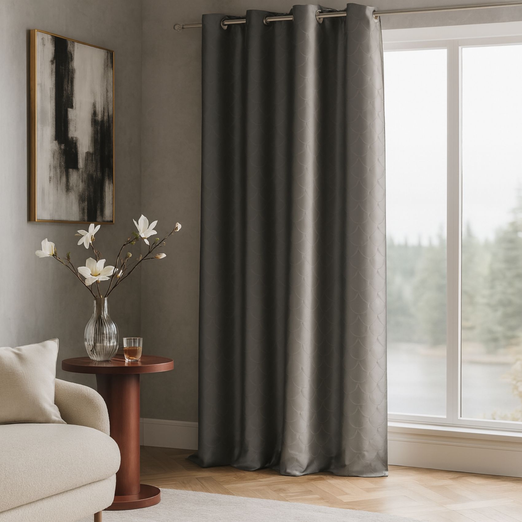 Rideau effet soie motif écaille