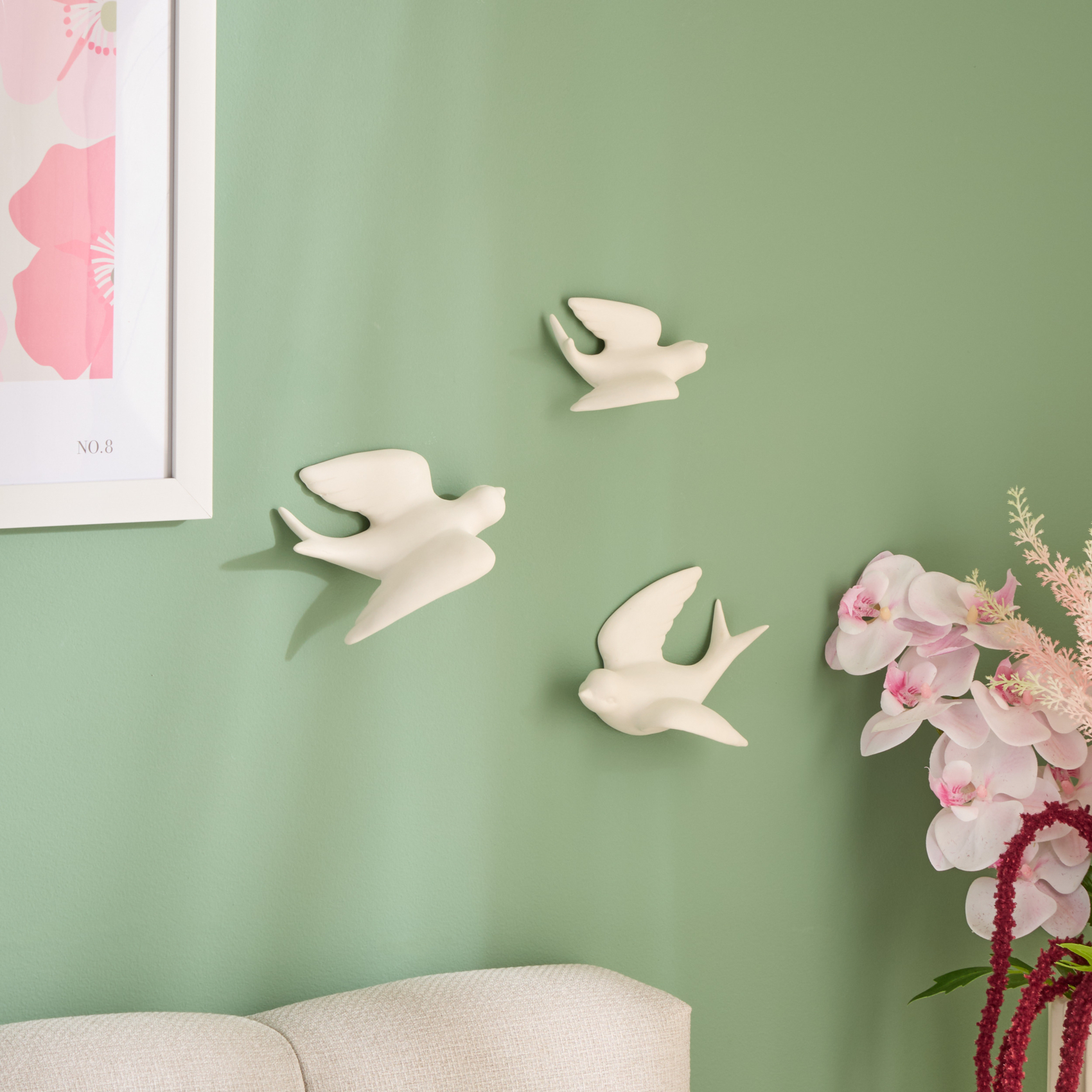 Lot de 3 oiseaux en dolomite décoration murale — vue 5