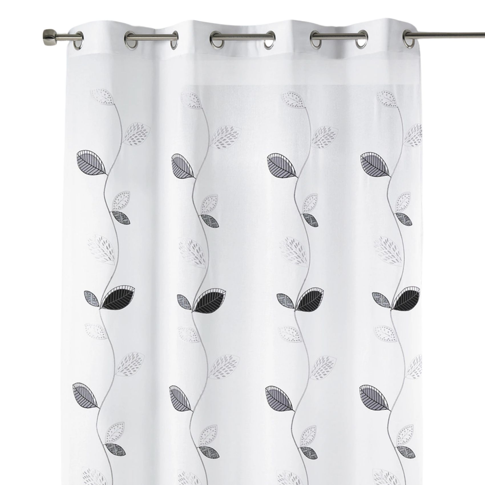Voilage en Etamine Brodée Feuille Design — vue 3