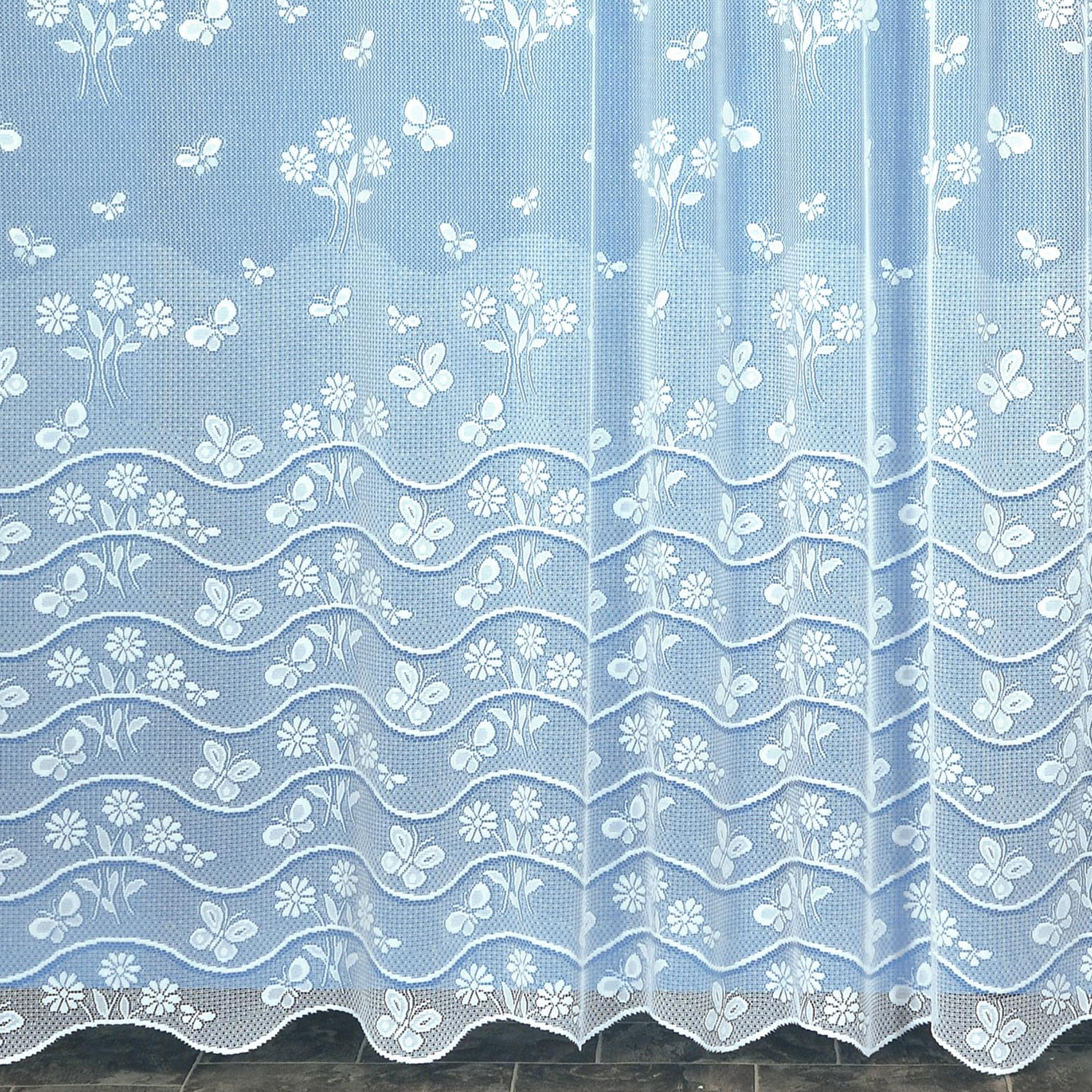 Panneau droit papillon en dentelle modulable avec ruban fronceur