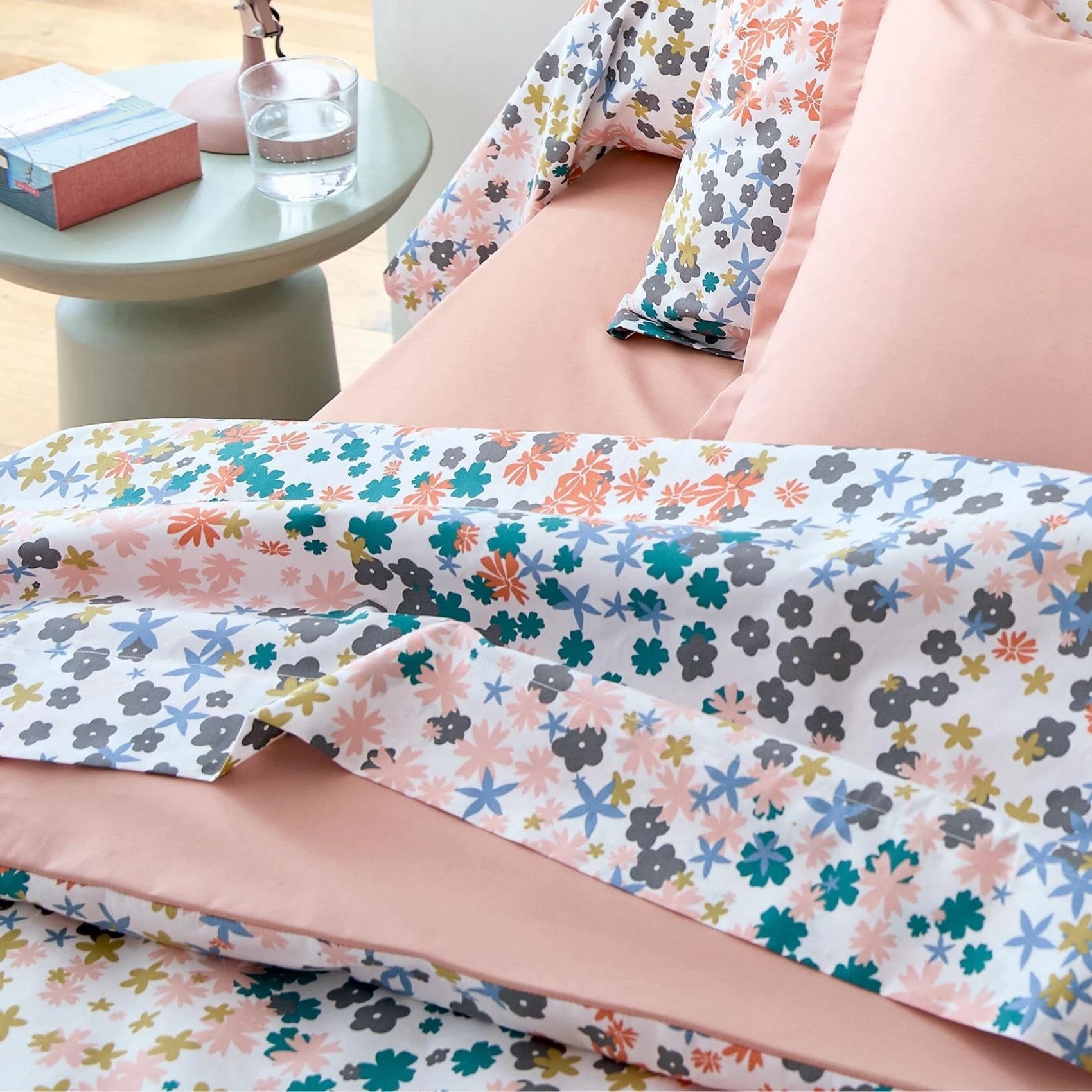 Drap plat percale de coton 80 fils motif floral — vue 4
