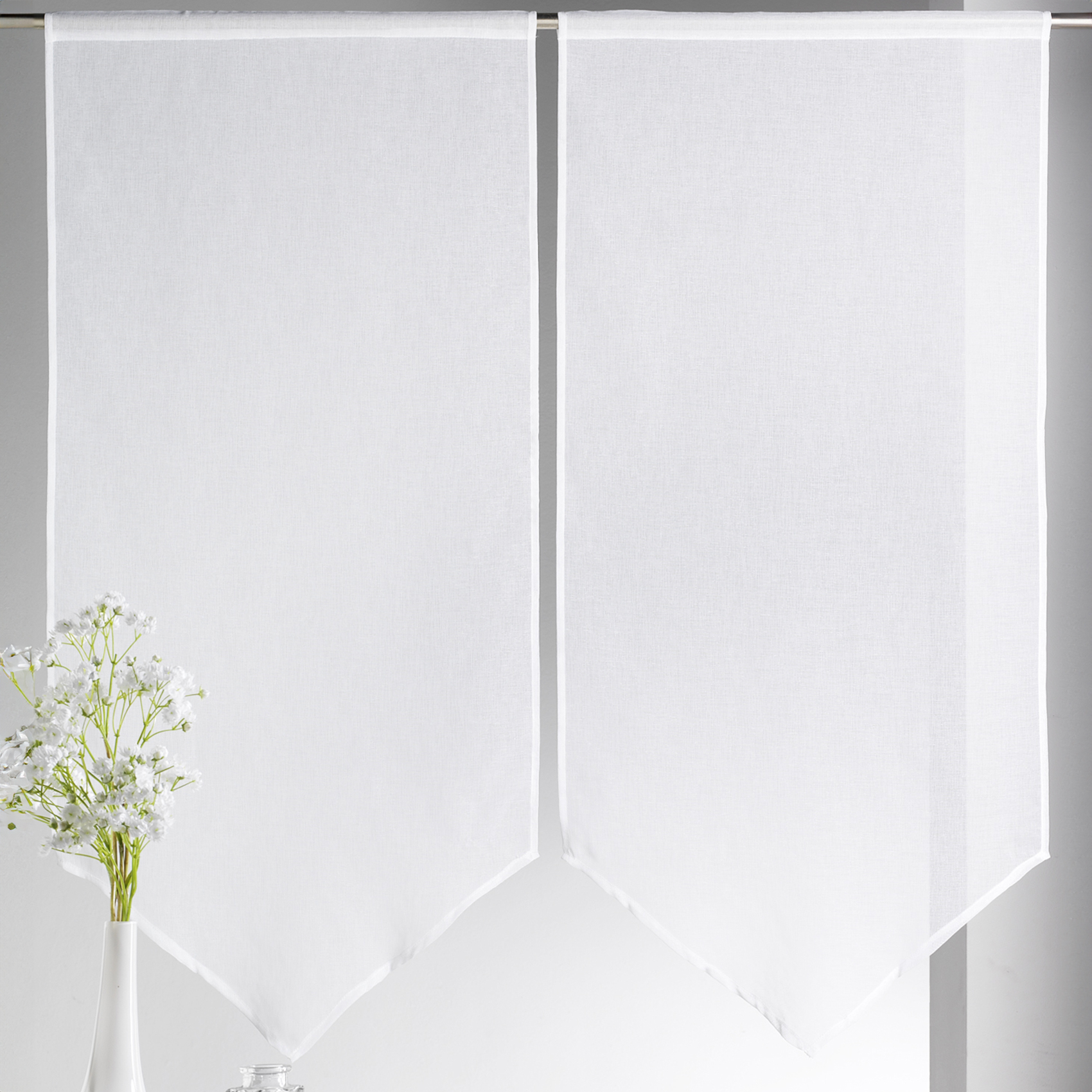 Paire de petits voilages Etamine bas en pointe