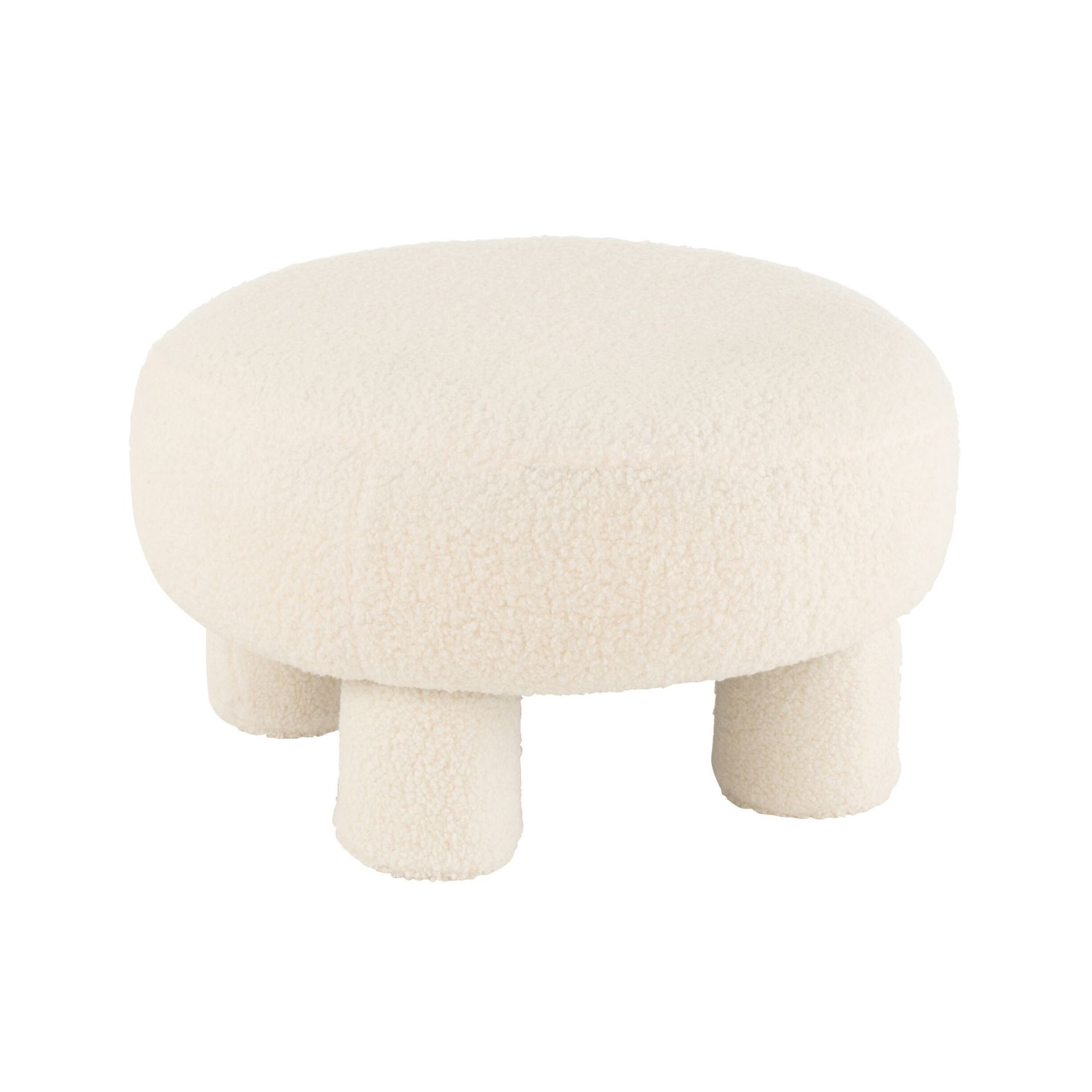 Pouf rond en tissu bouclé