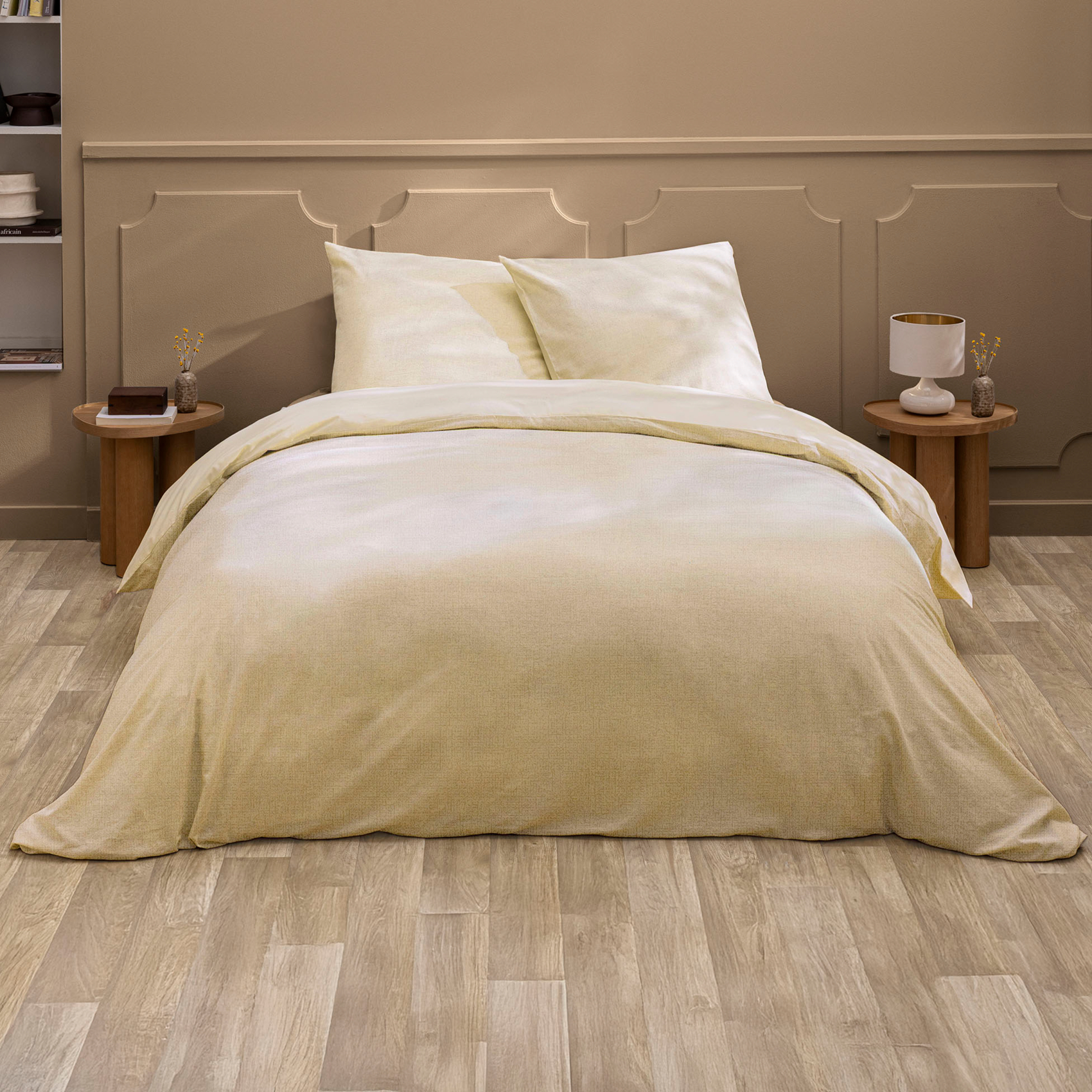 Parure de lit 3 pièces en poly-lin housse + taies