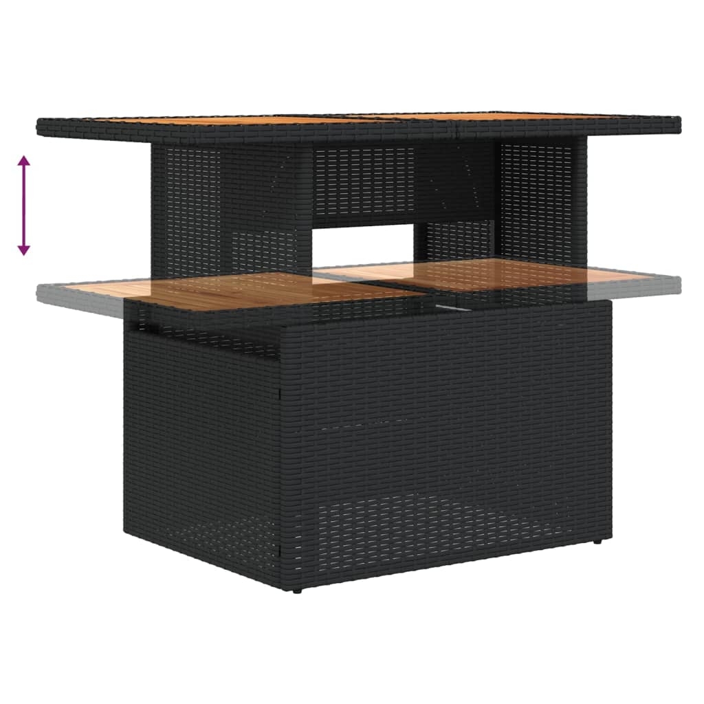 Table basse de jardin relevable en résine tressée et bois — vue 3
