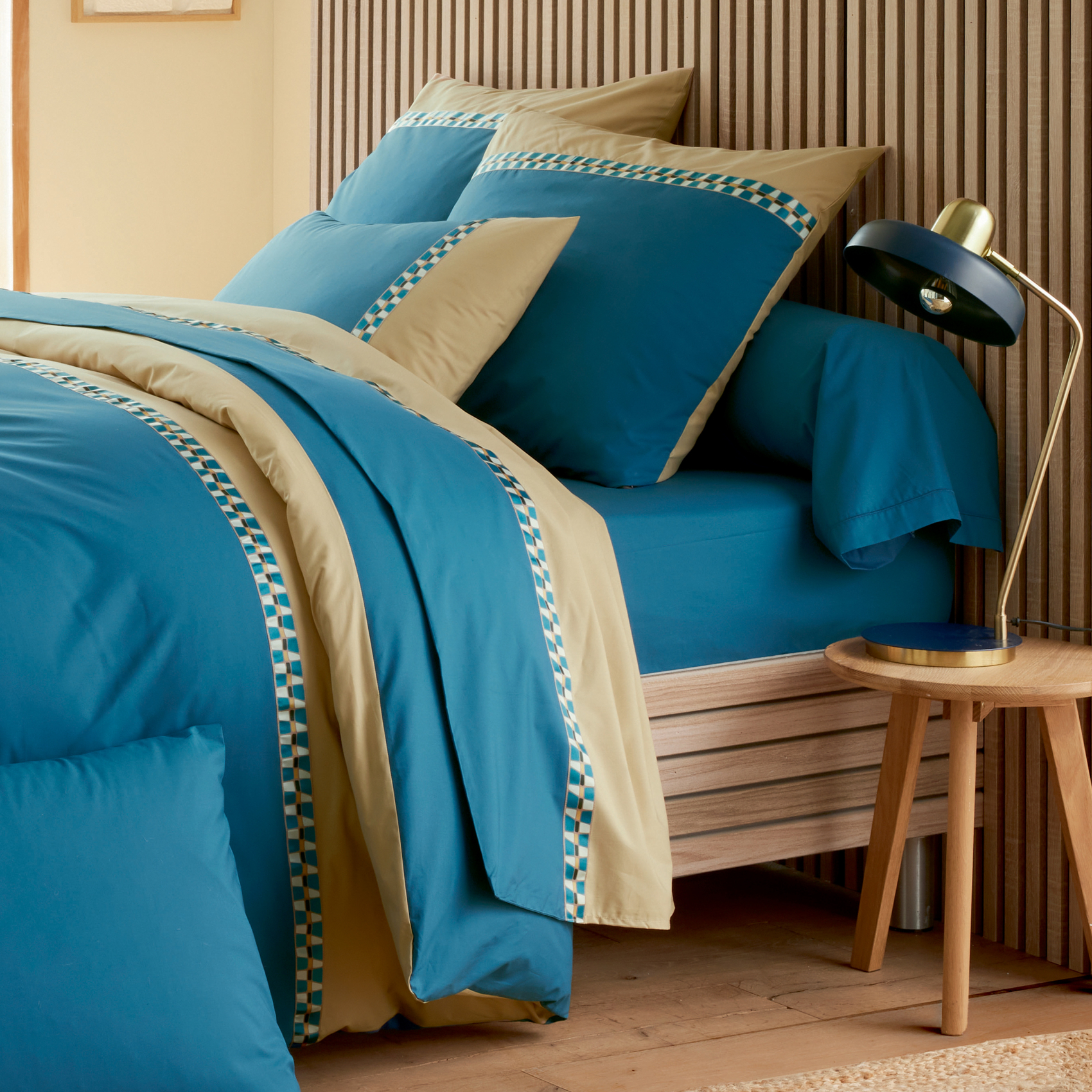 Parure de lit 2 pièces percale de coton géométrique housse + taie — vue 4