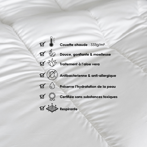 Couette chaude respirante premium 533 g/m² traitement anti acarien — vue 4