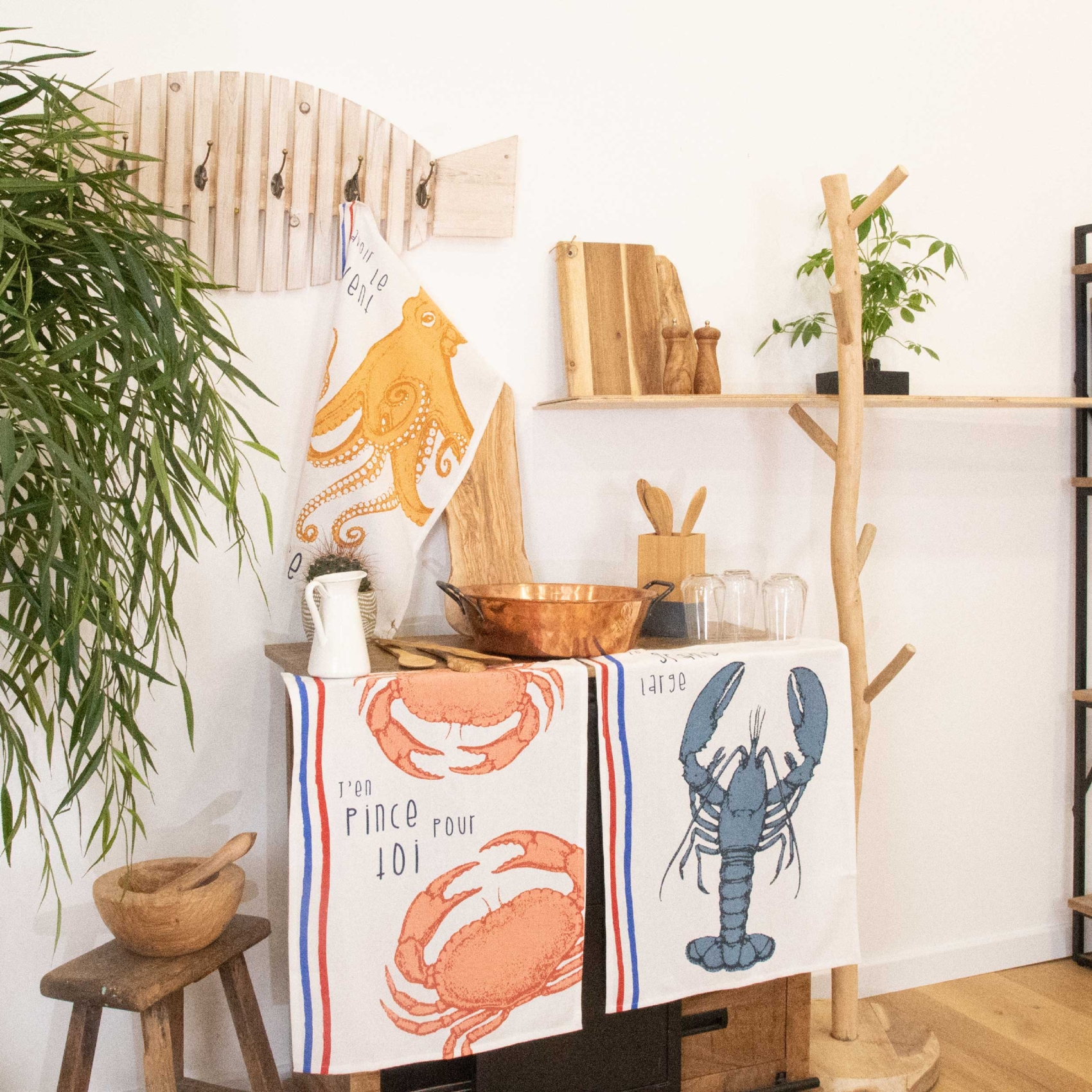 Lot de 3 torchons illustrations marines en coton lavé — vue 6